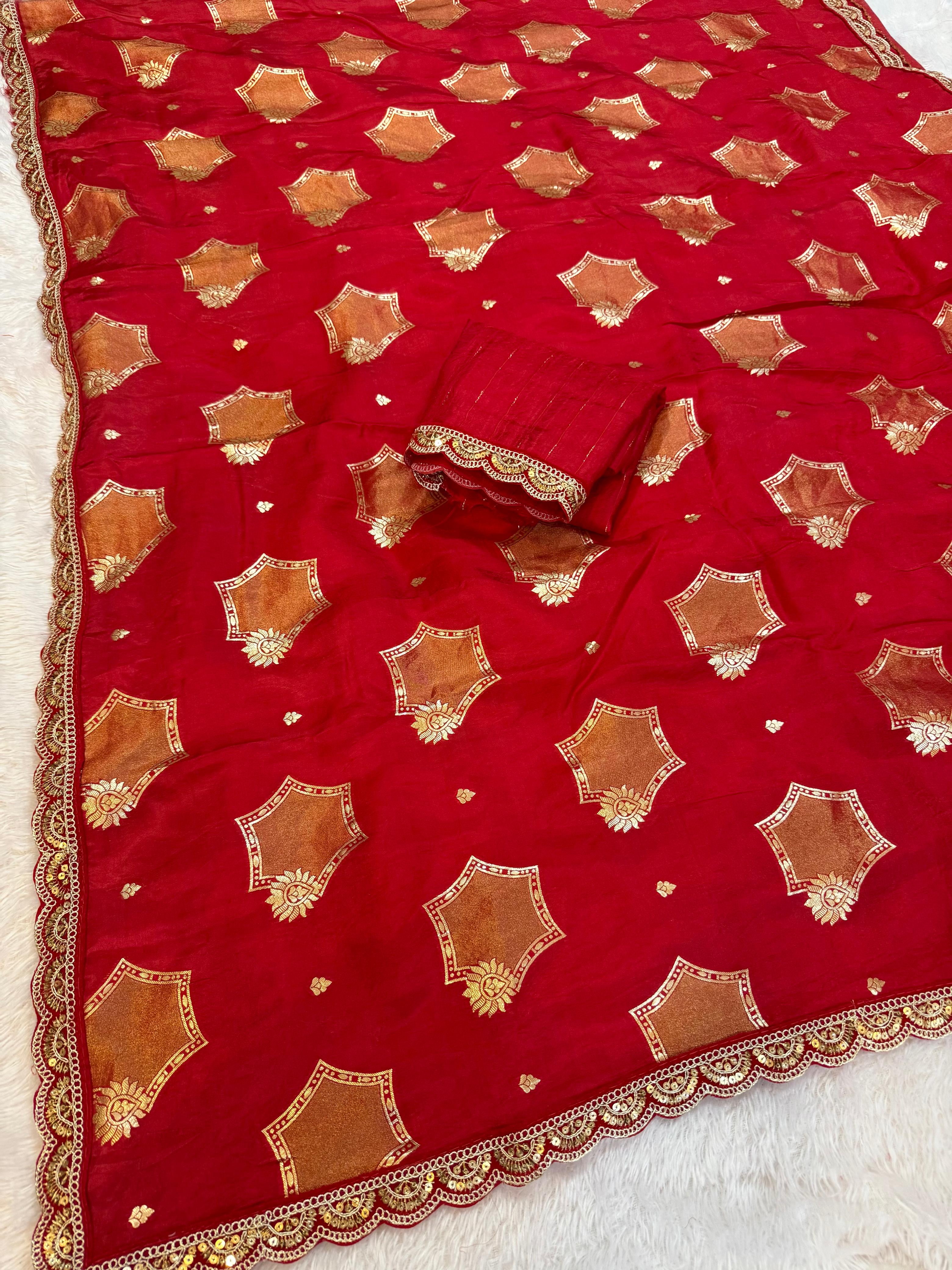 Designer Pure H O Silk Saree With Weaving