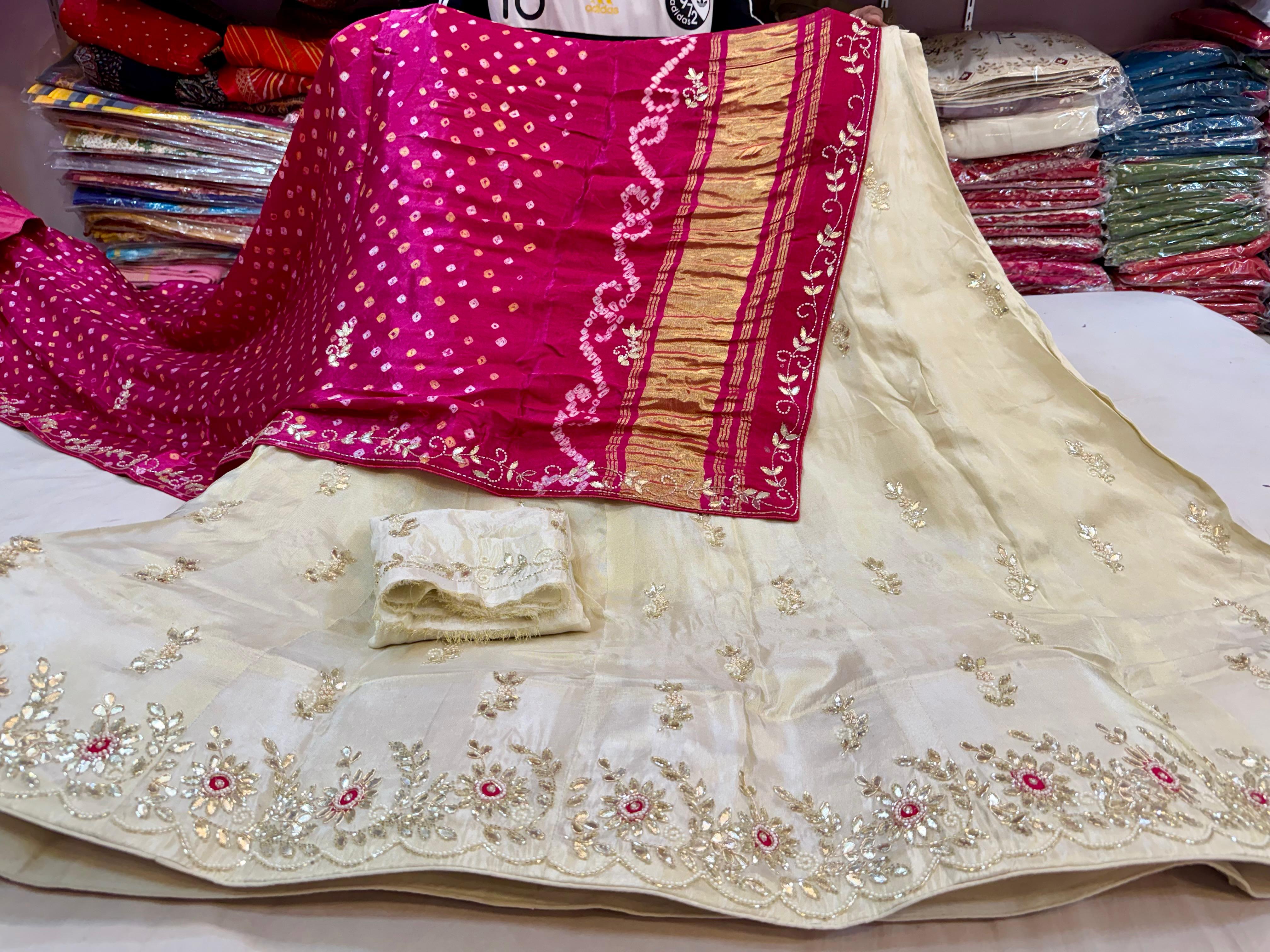 Luxury Cosmos Fabric Lehenga With Handwork X Modal Silk Hand Bandhej Dupatta