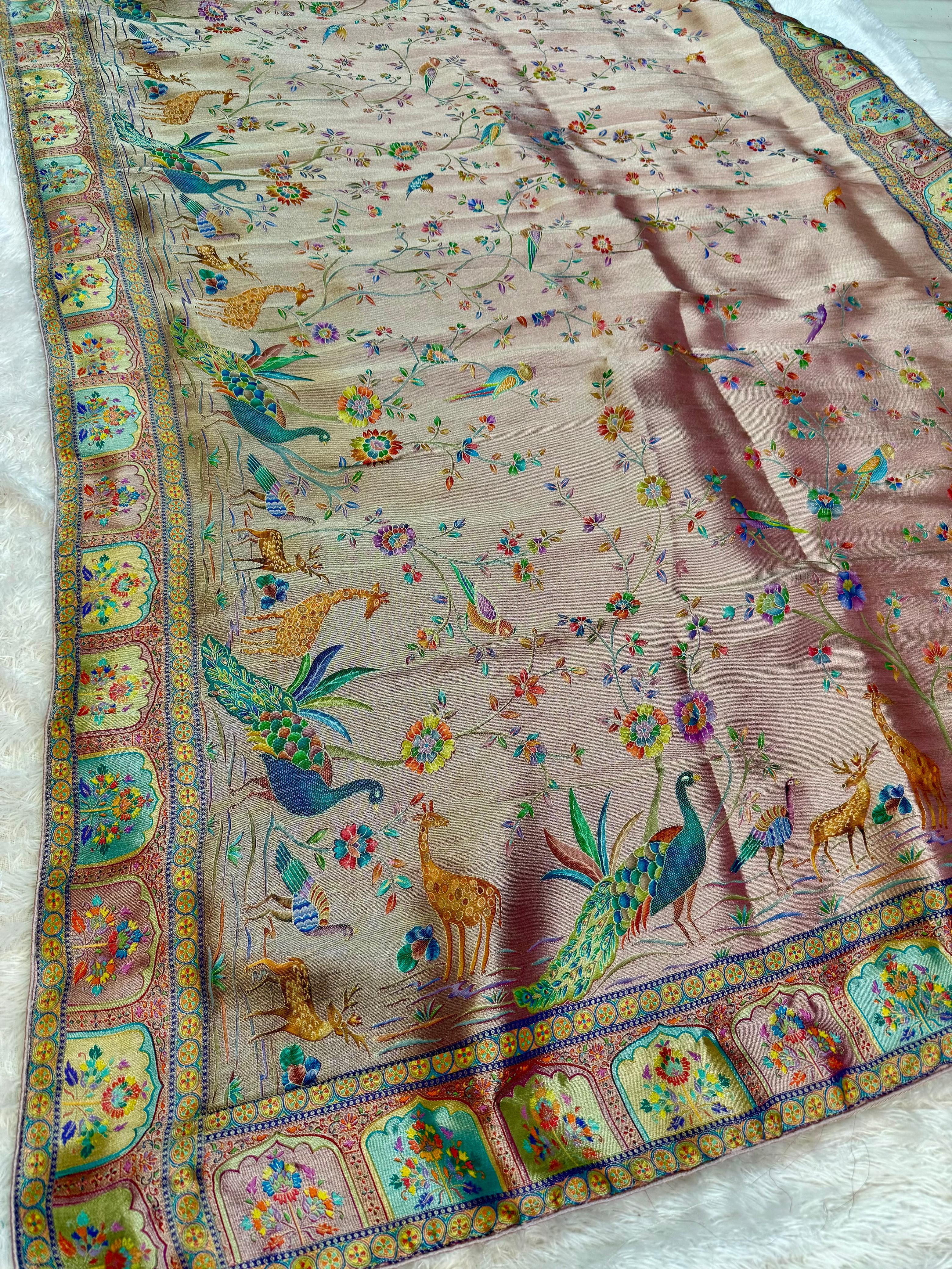 Designer Pure Tissue Cosmos Saree With Weaving Work