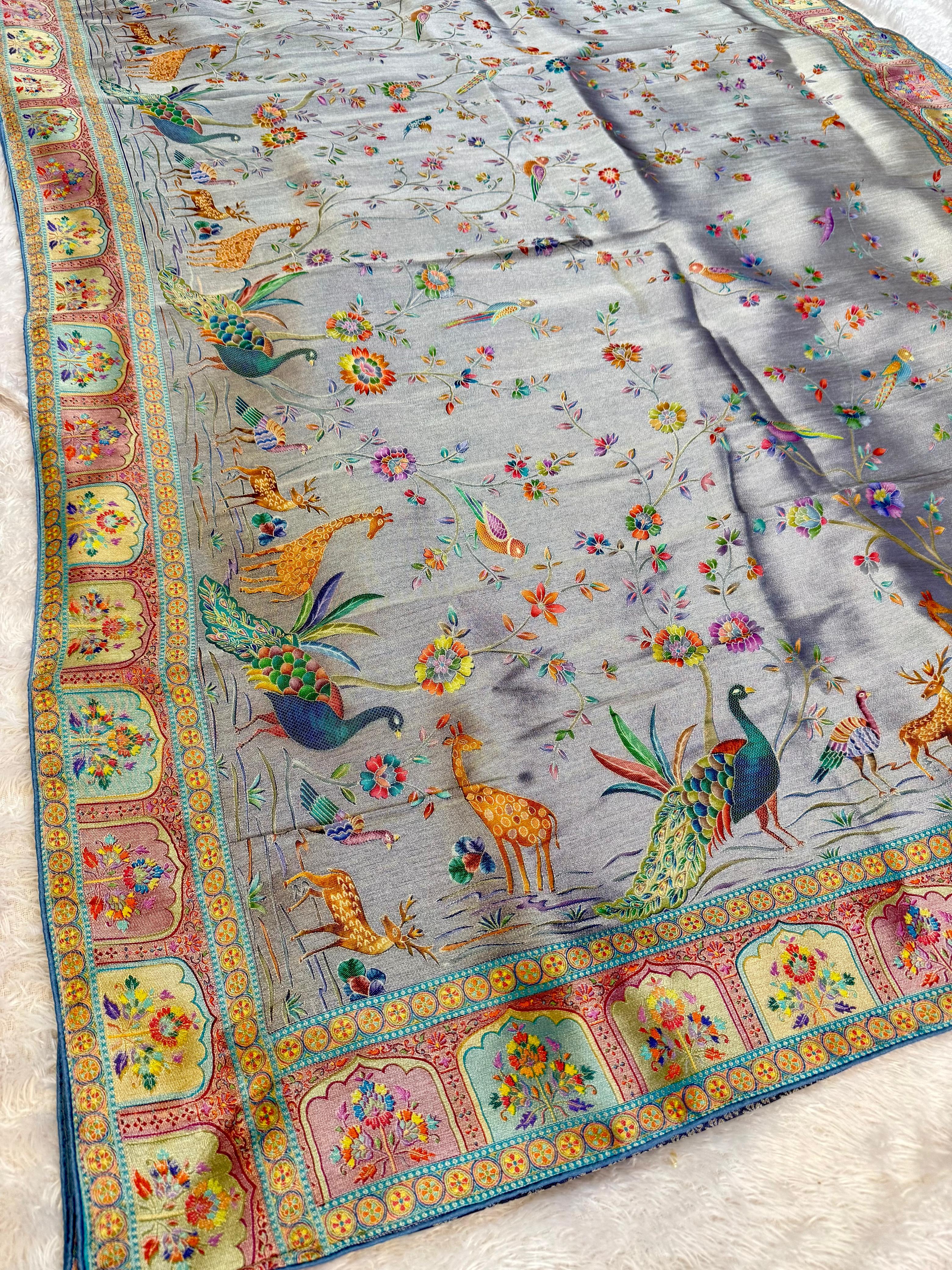 Designer Pure Tissue Cosmos Saree With Weaving Work