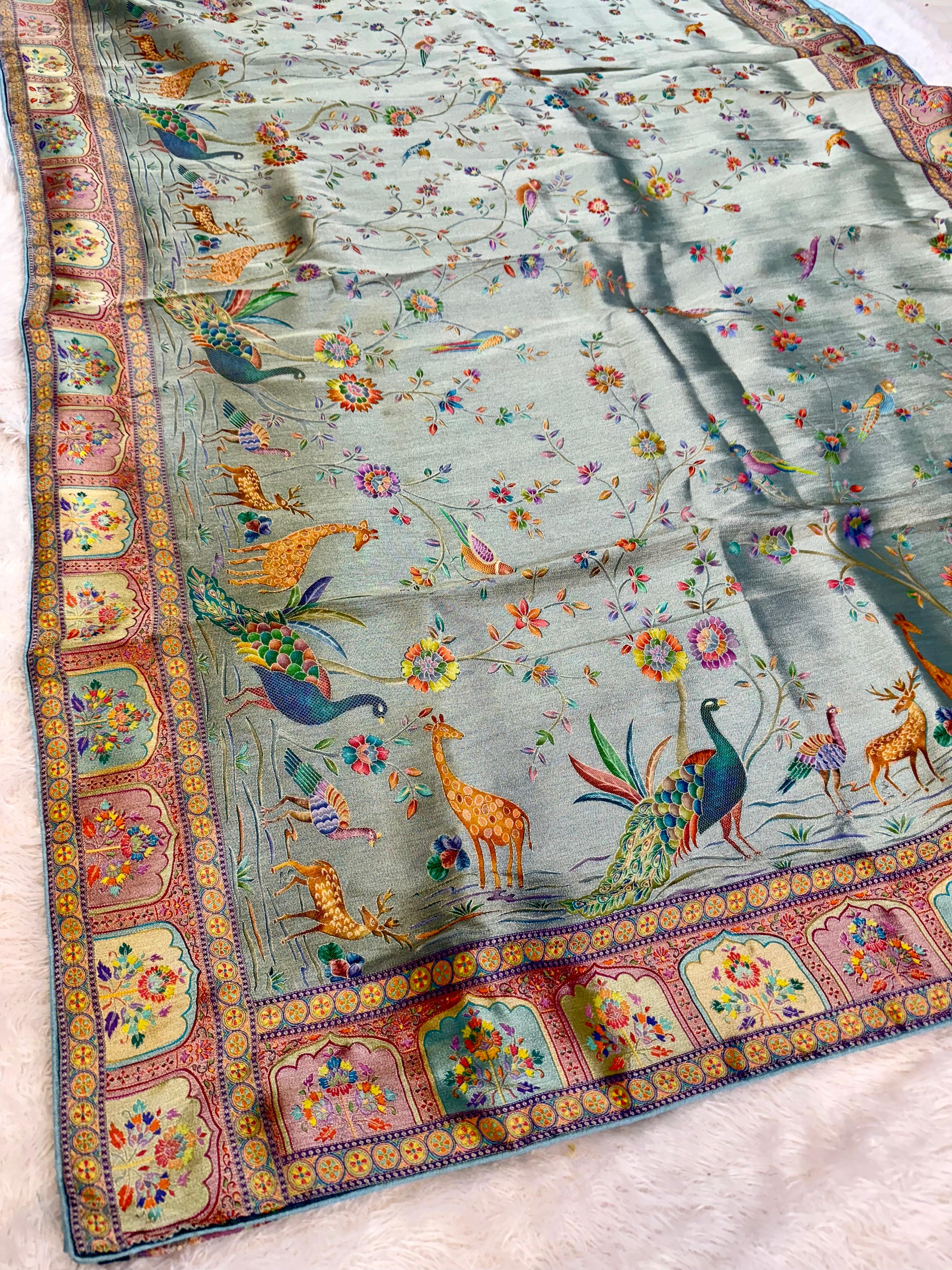 Designer Pure Tissue Cosmos Saree With Weaving Work
