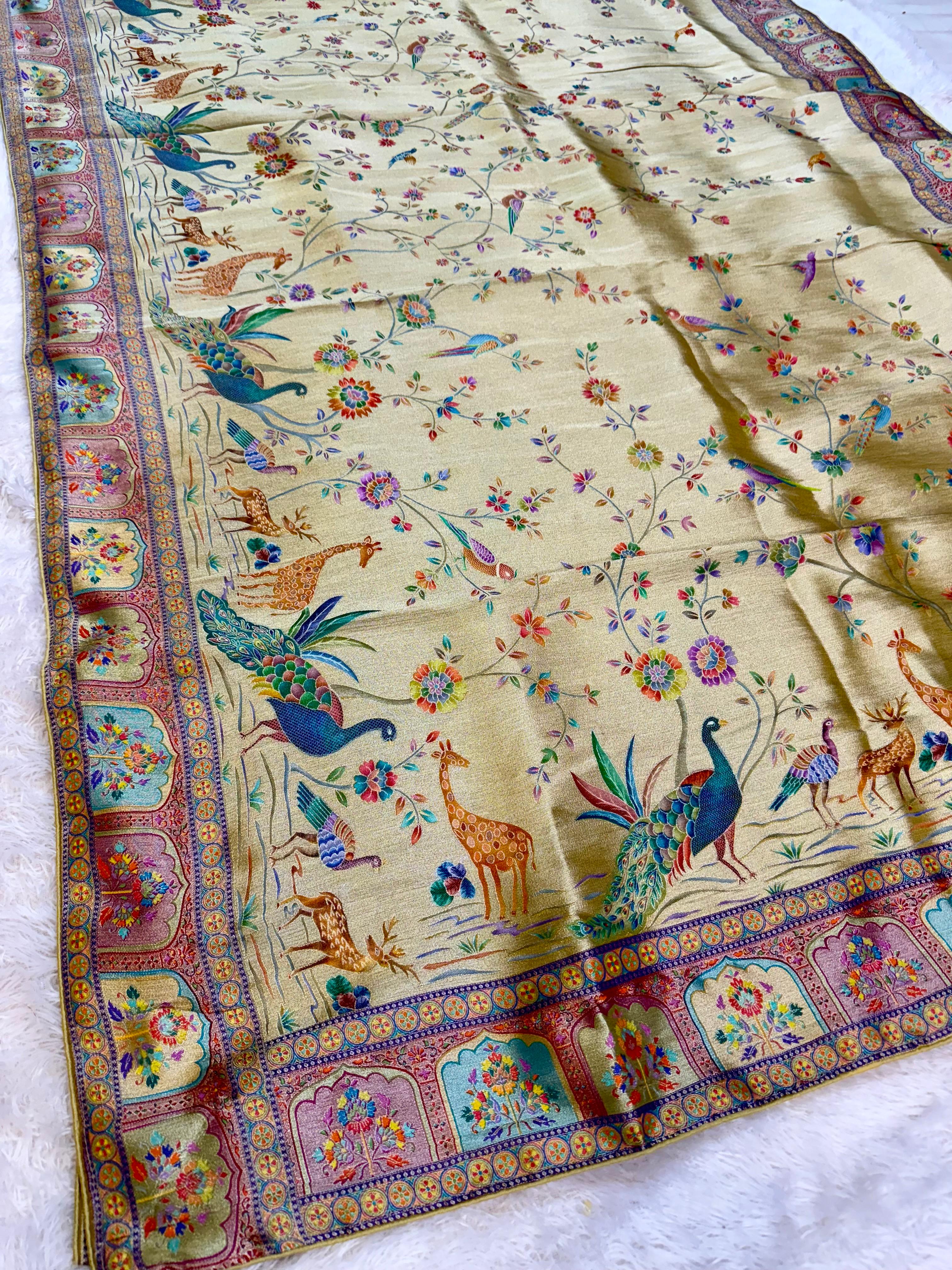 Designer Pure Tissue Cosmos Saree With Weaving Work