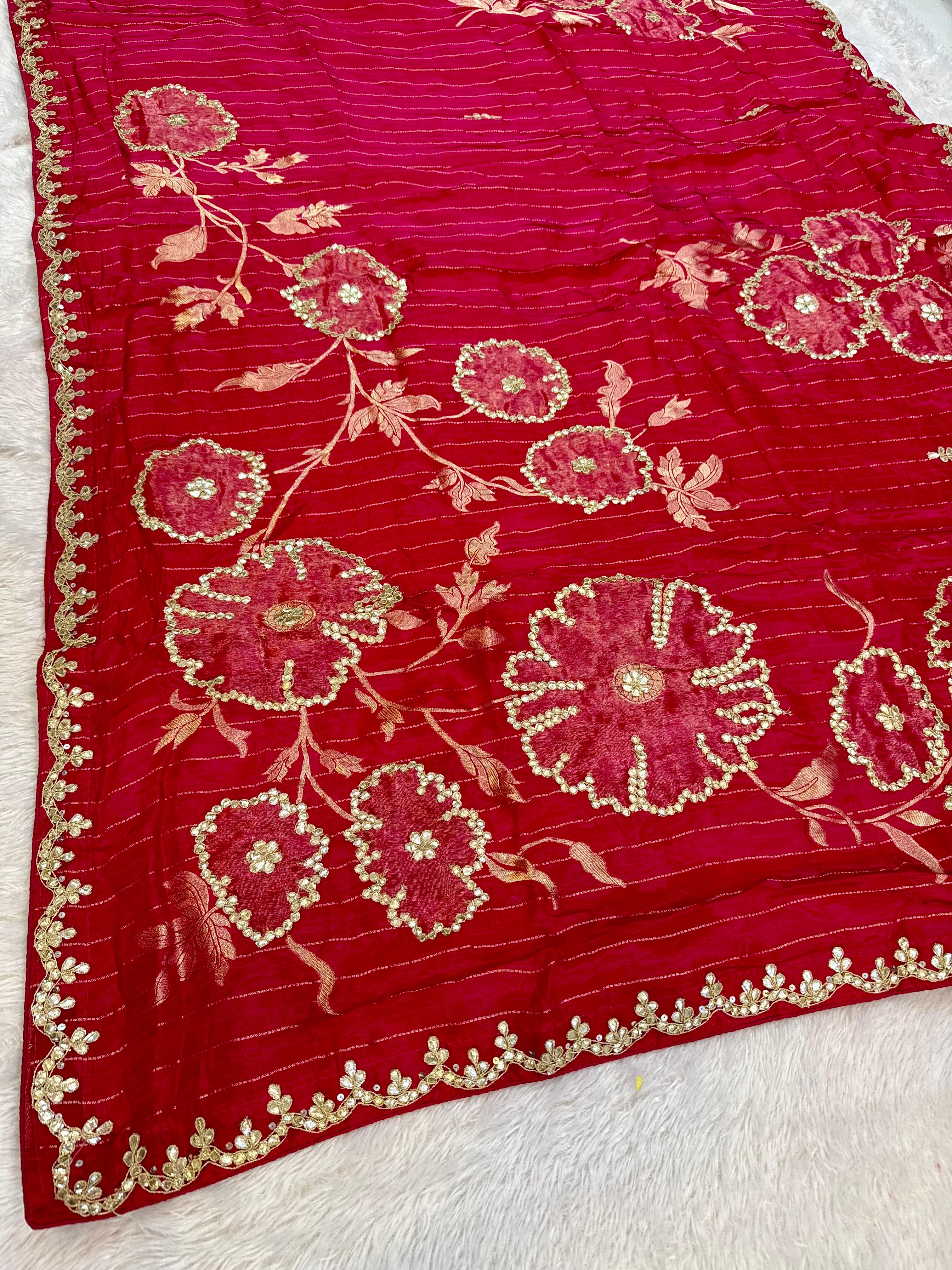 Beautiful Pure H O Silk Saree With Weaving X Gottapatti Work