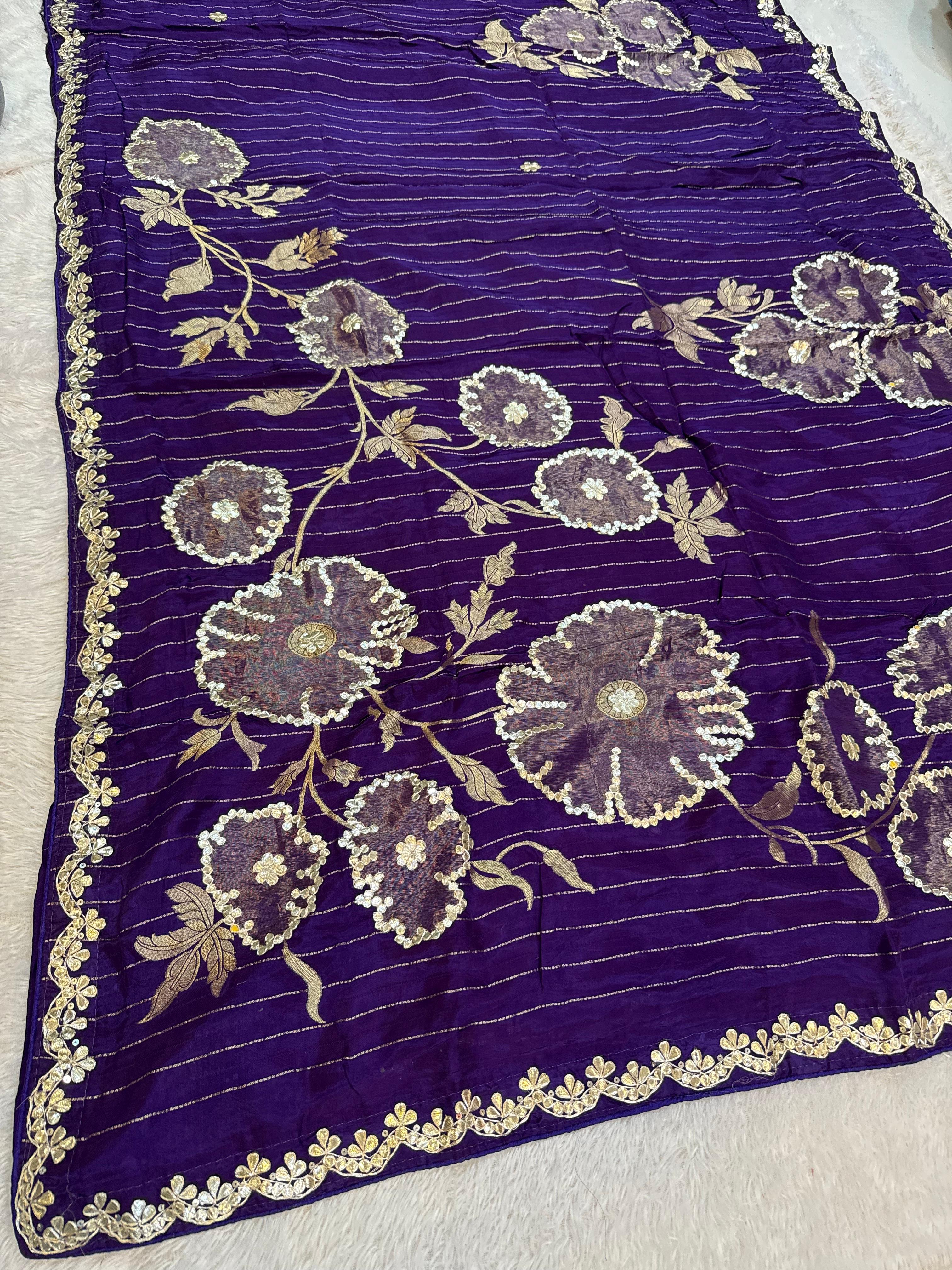 Beautiful Pure H O Silk Saree With Weaving X Gottapatti Work