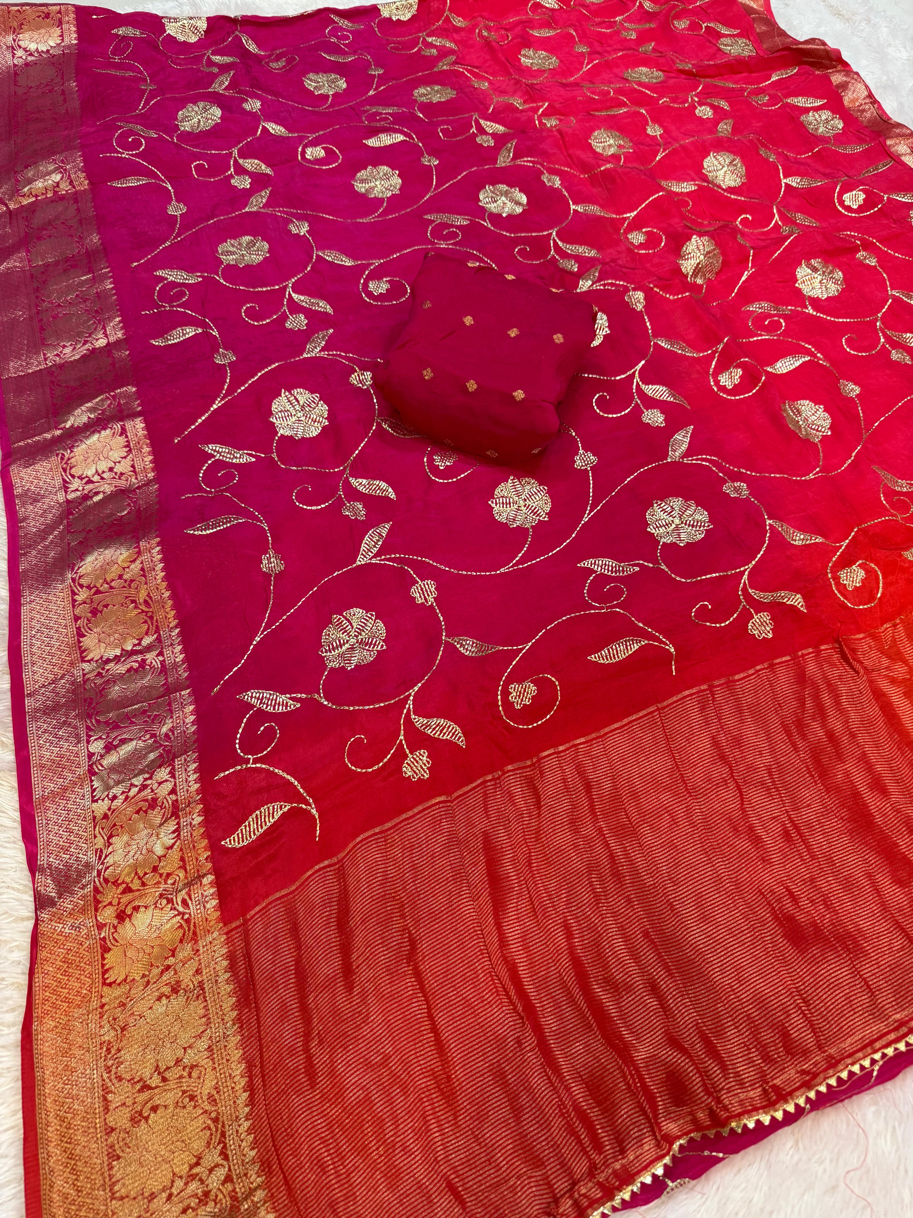 Beautiful Pittan Work H O Silk Saree