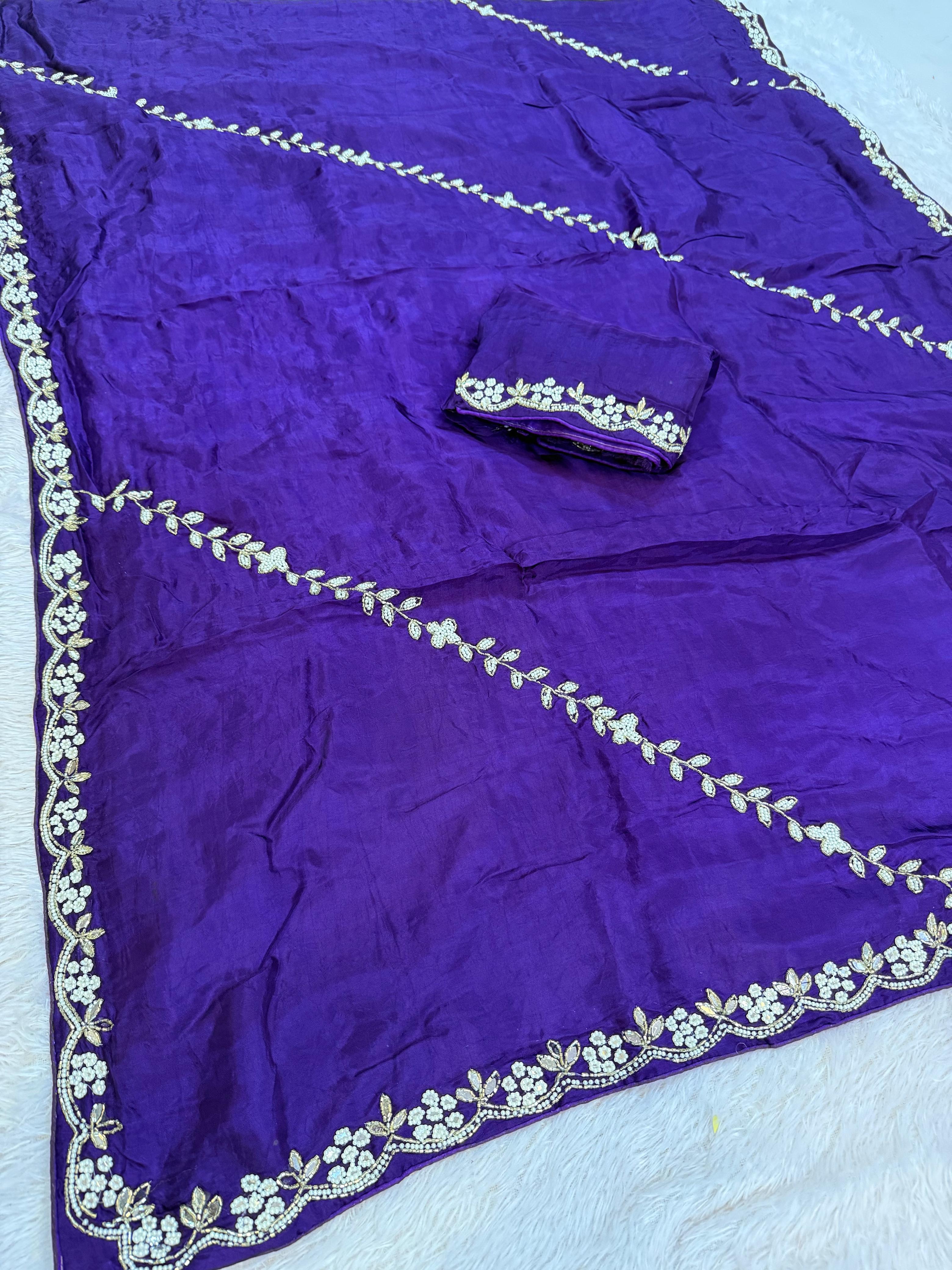 Designer Pure H O Silk Saree With Handwork