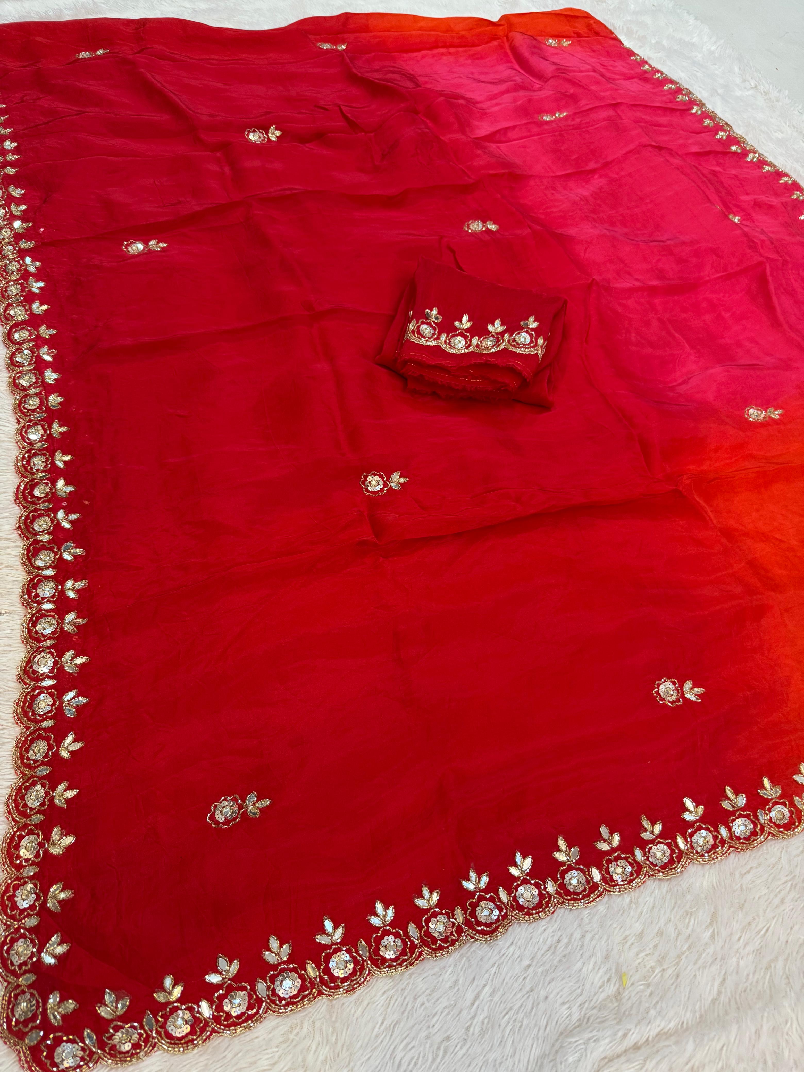 Designer Pure H O Silk Saree With Handwork