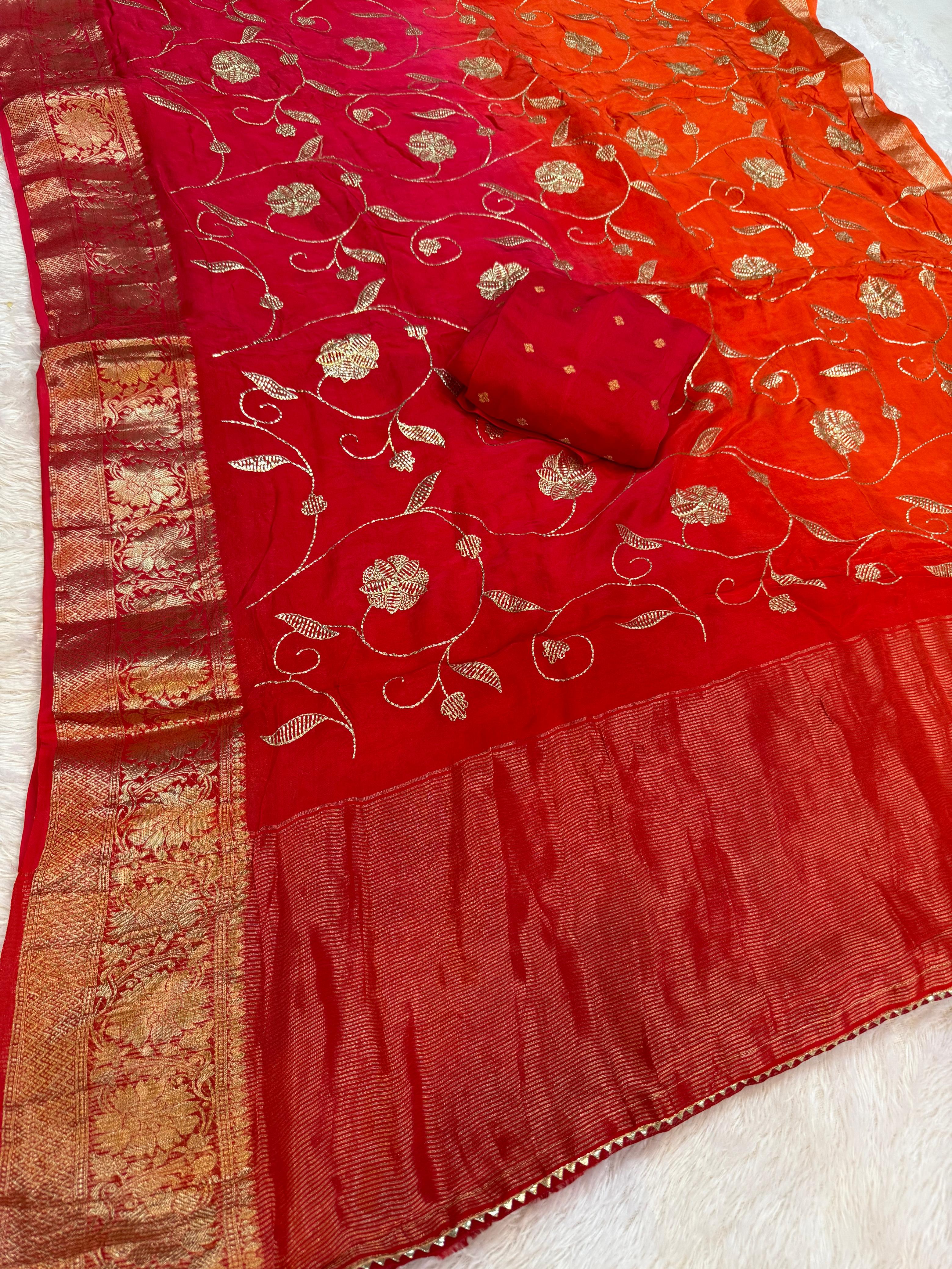 Beautiful Pittan Work H O Silk Saree