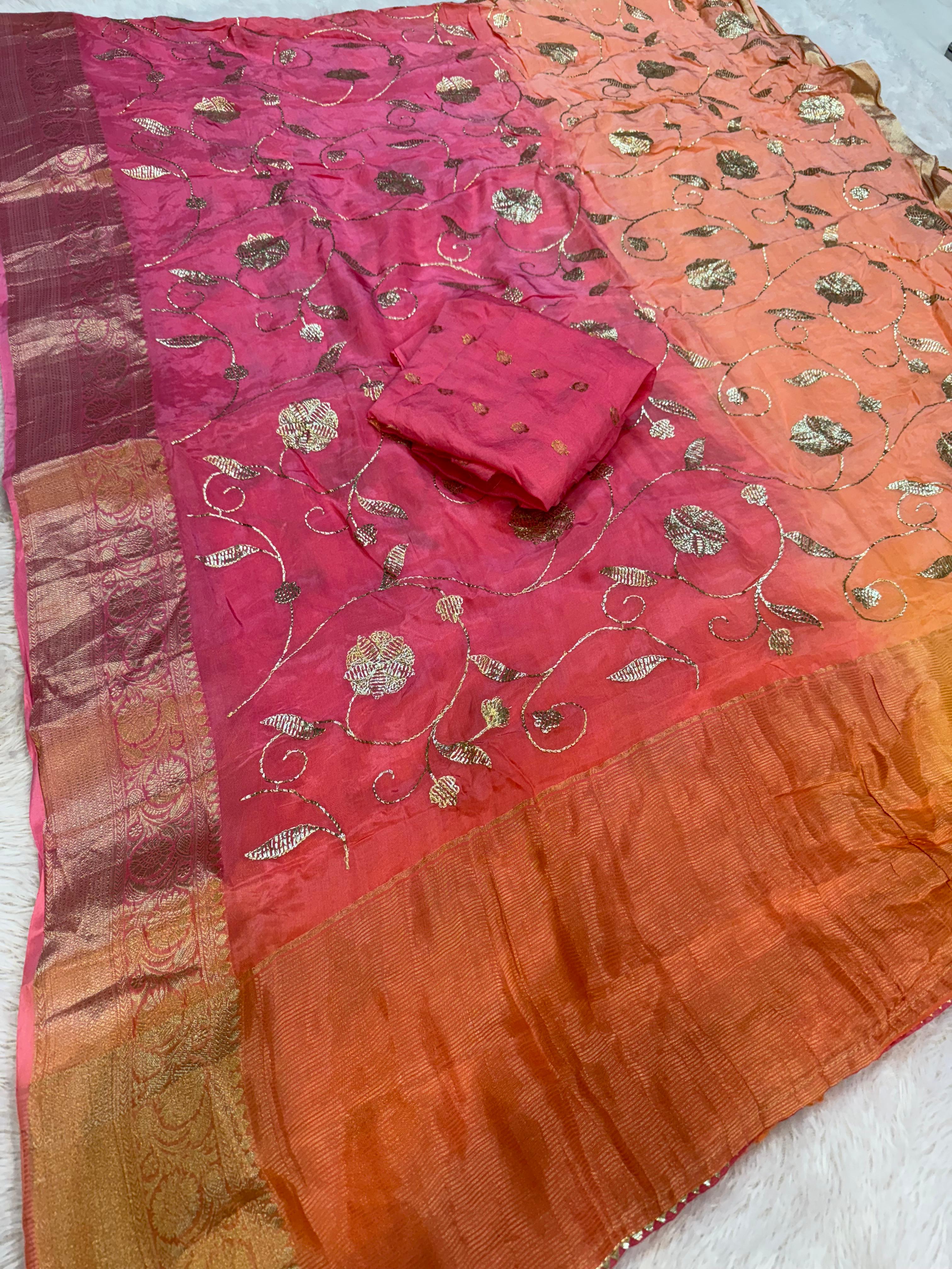 Beautiful Pittan Work H O Silk Saree