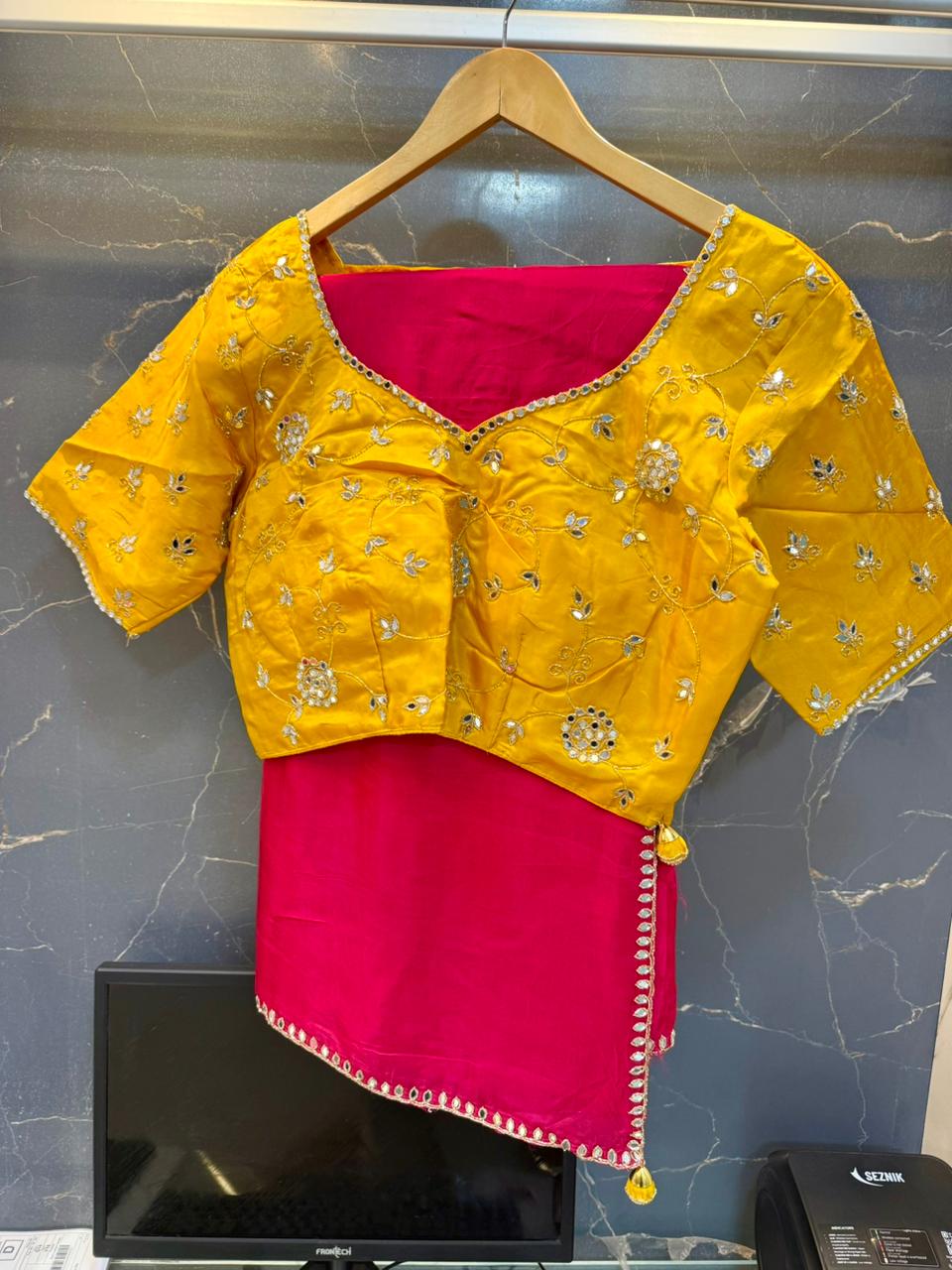 Designer Pure H O Silk Saree With Handwork X Readymade Blouse