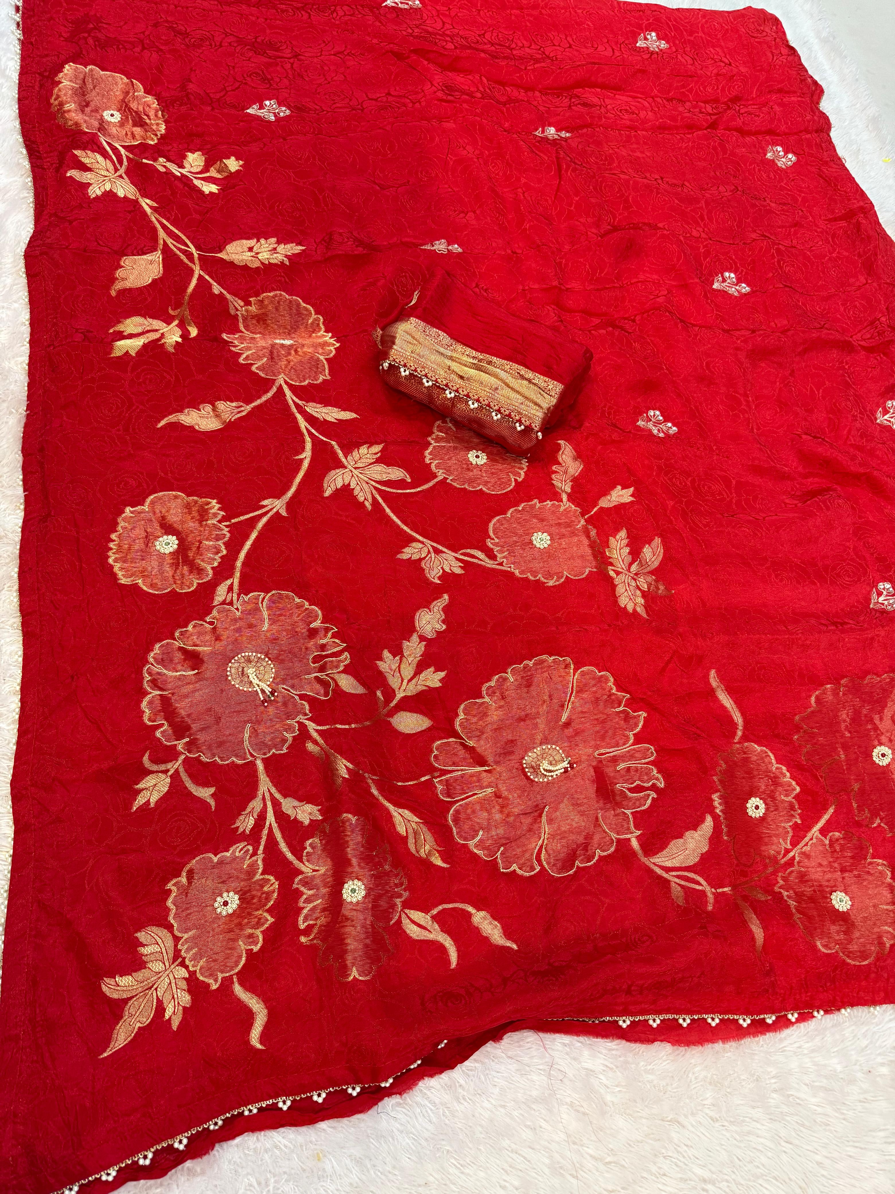 Latest Pure Soft H O Silk Saree With Handwork