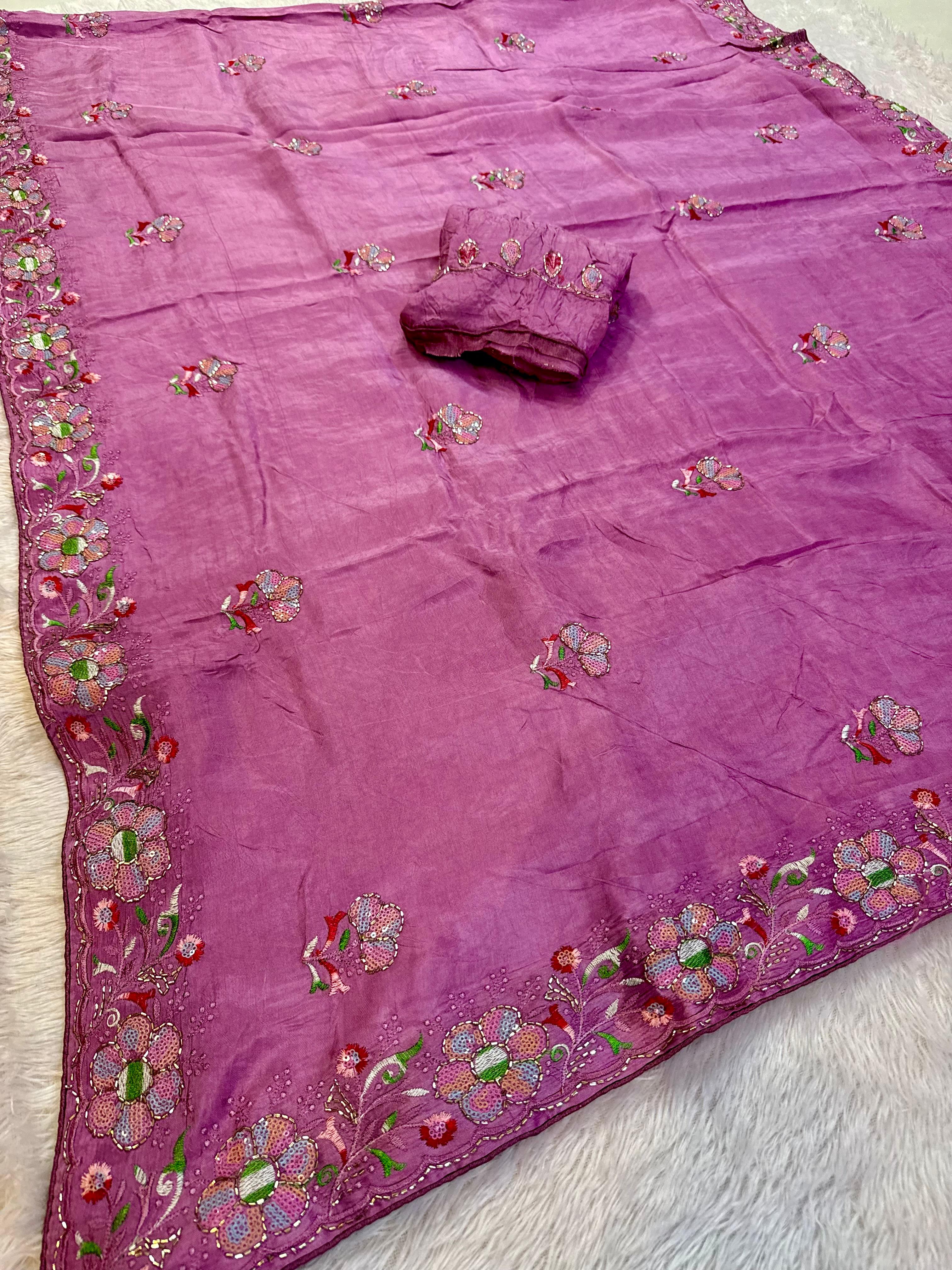 Beautiful Upada Silk Saree With Handwork
