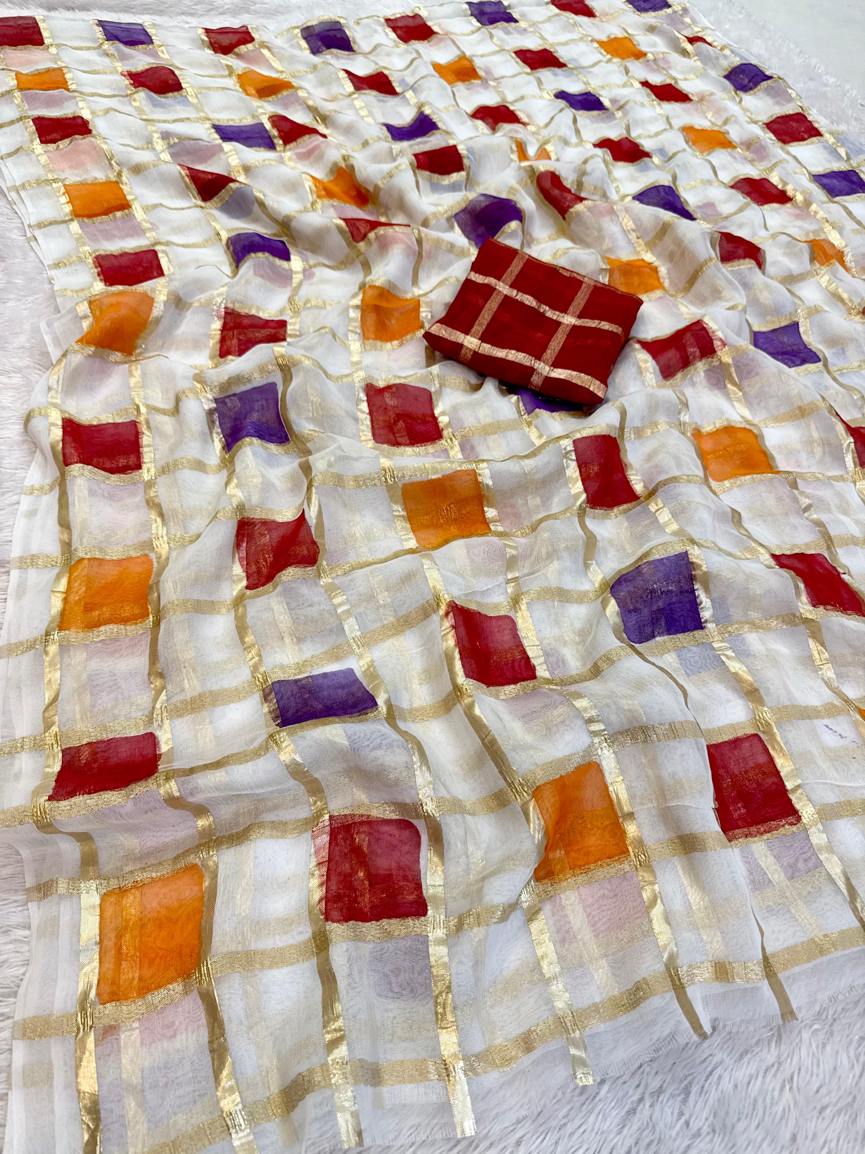 Traditional Pure Viscose Georgette Saree With Weaving Work