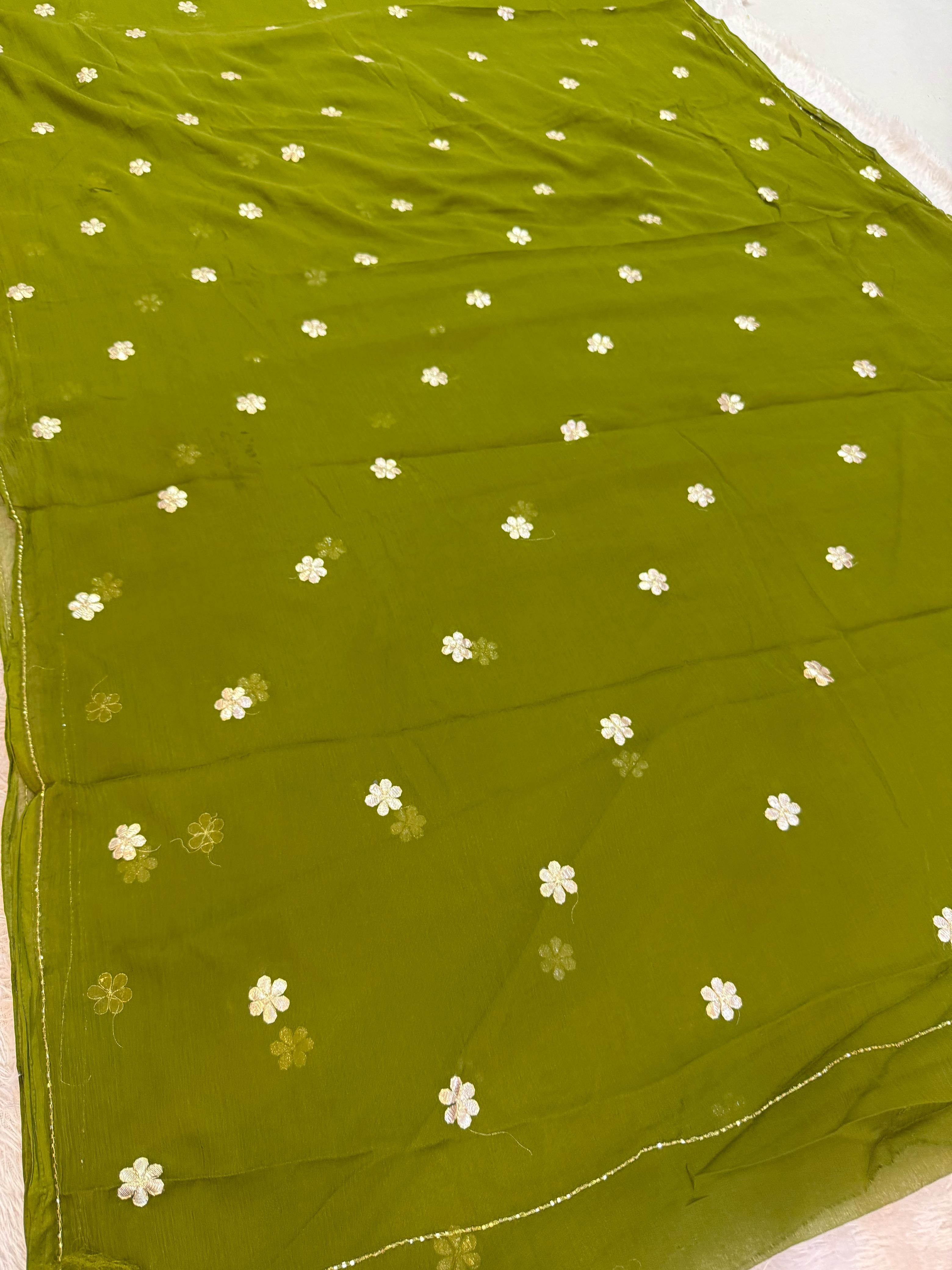 Beautiful Semi Chiffon Saree Gottapatti Work