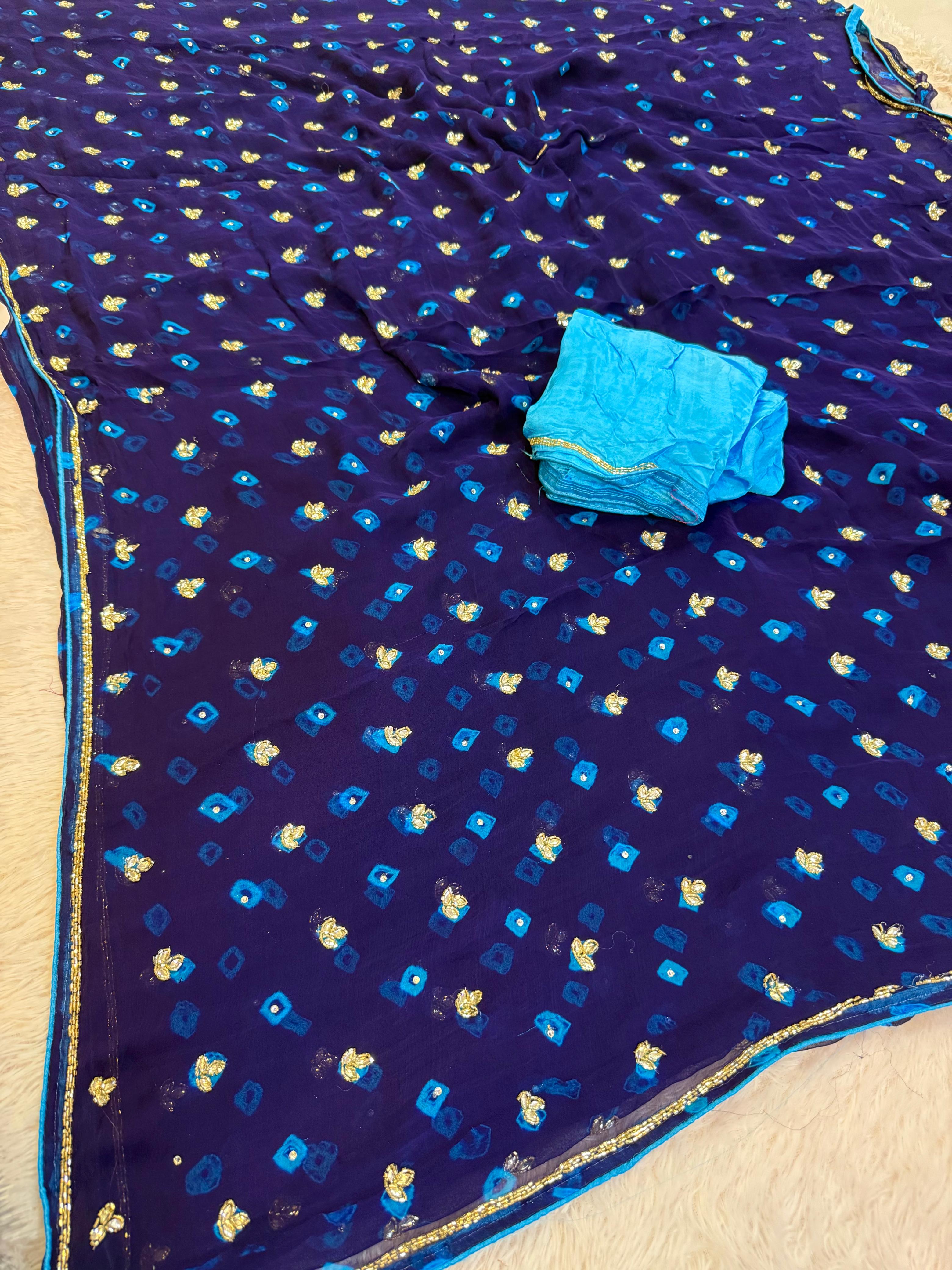 Beautiful Pure Chiffon Saree With Handwork
