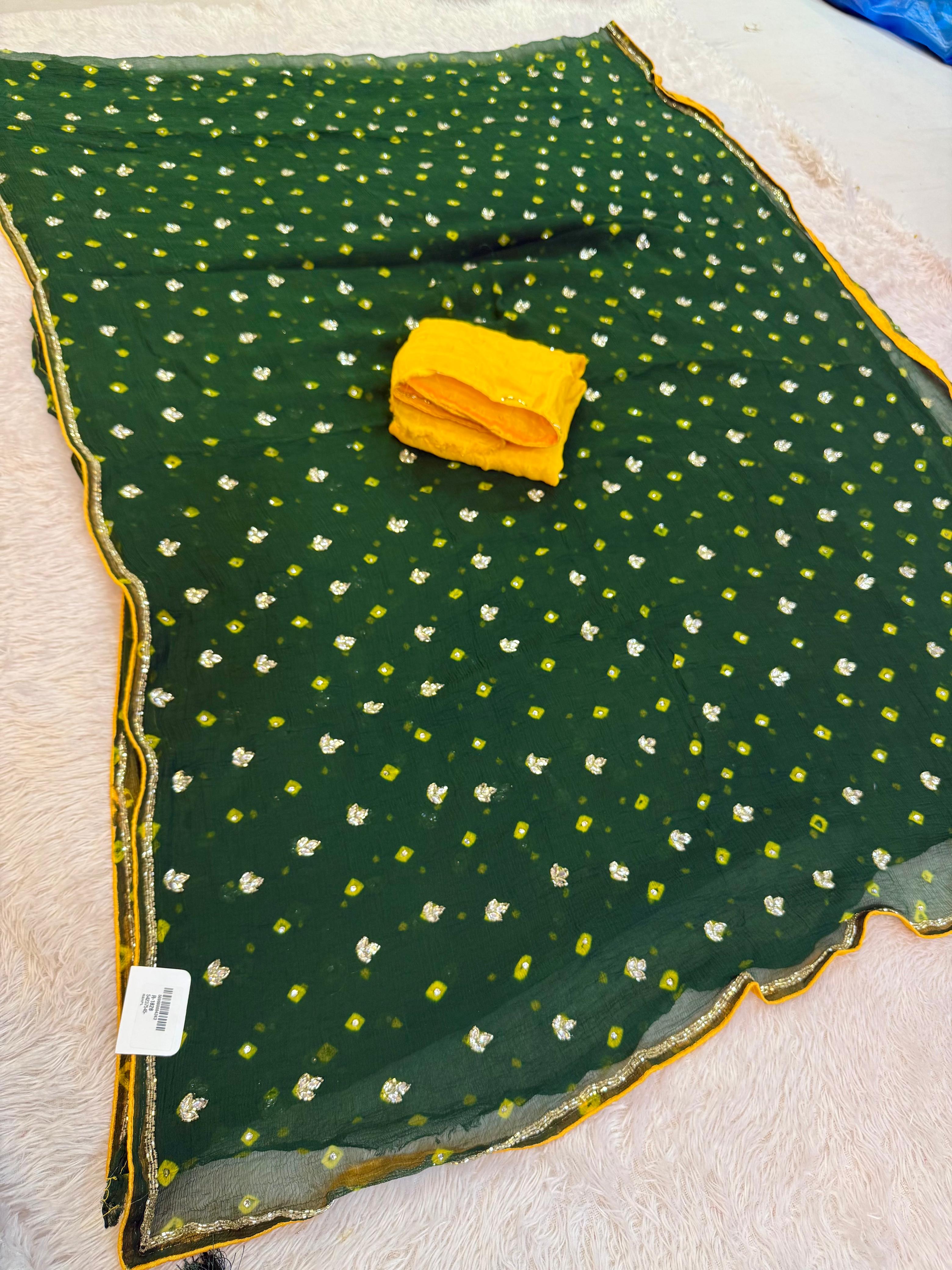 Beautiful Pure Chiffon Saree With Handwork