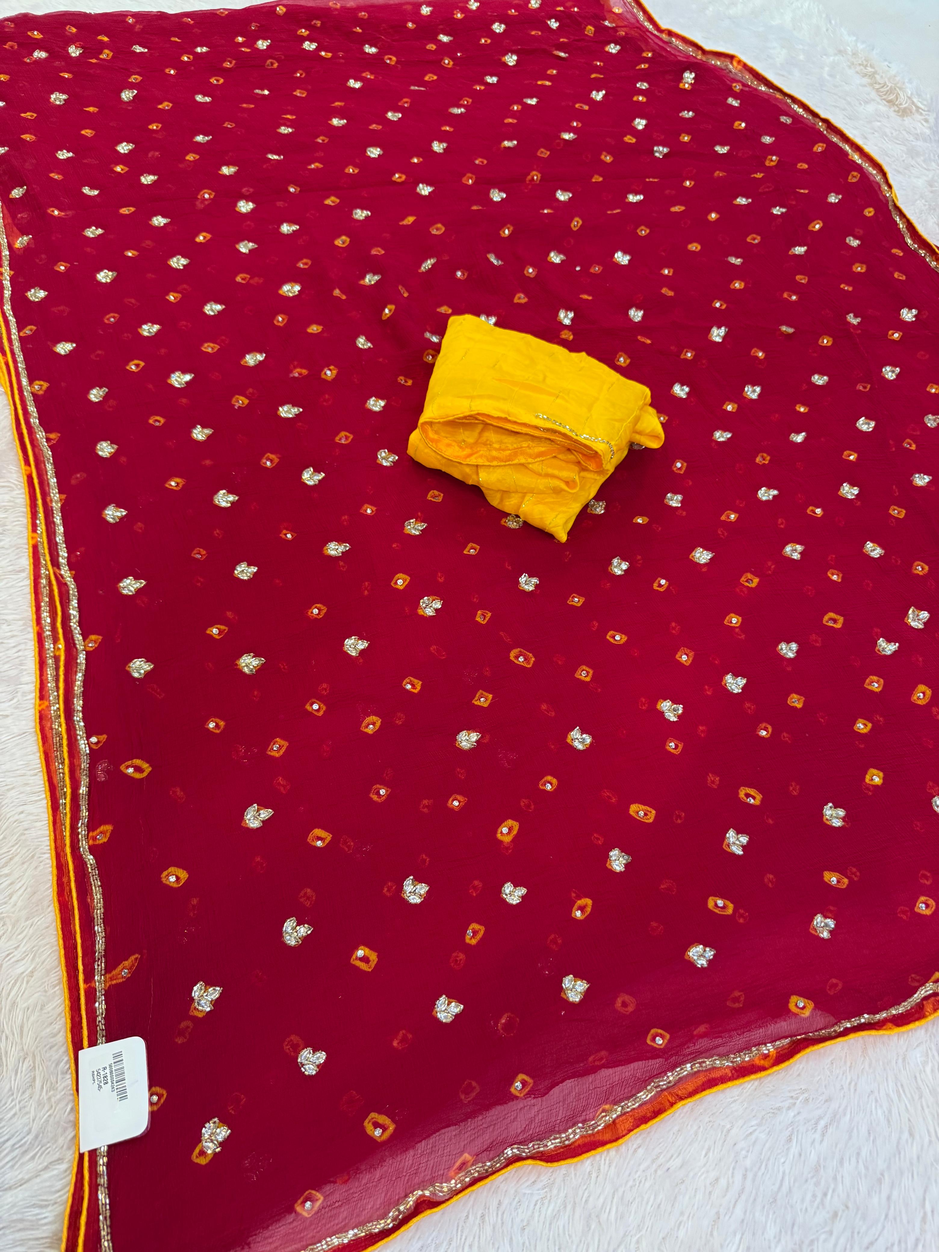 Beautiful Pure Chiffon Saree With Handwork