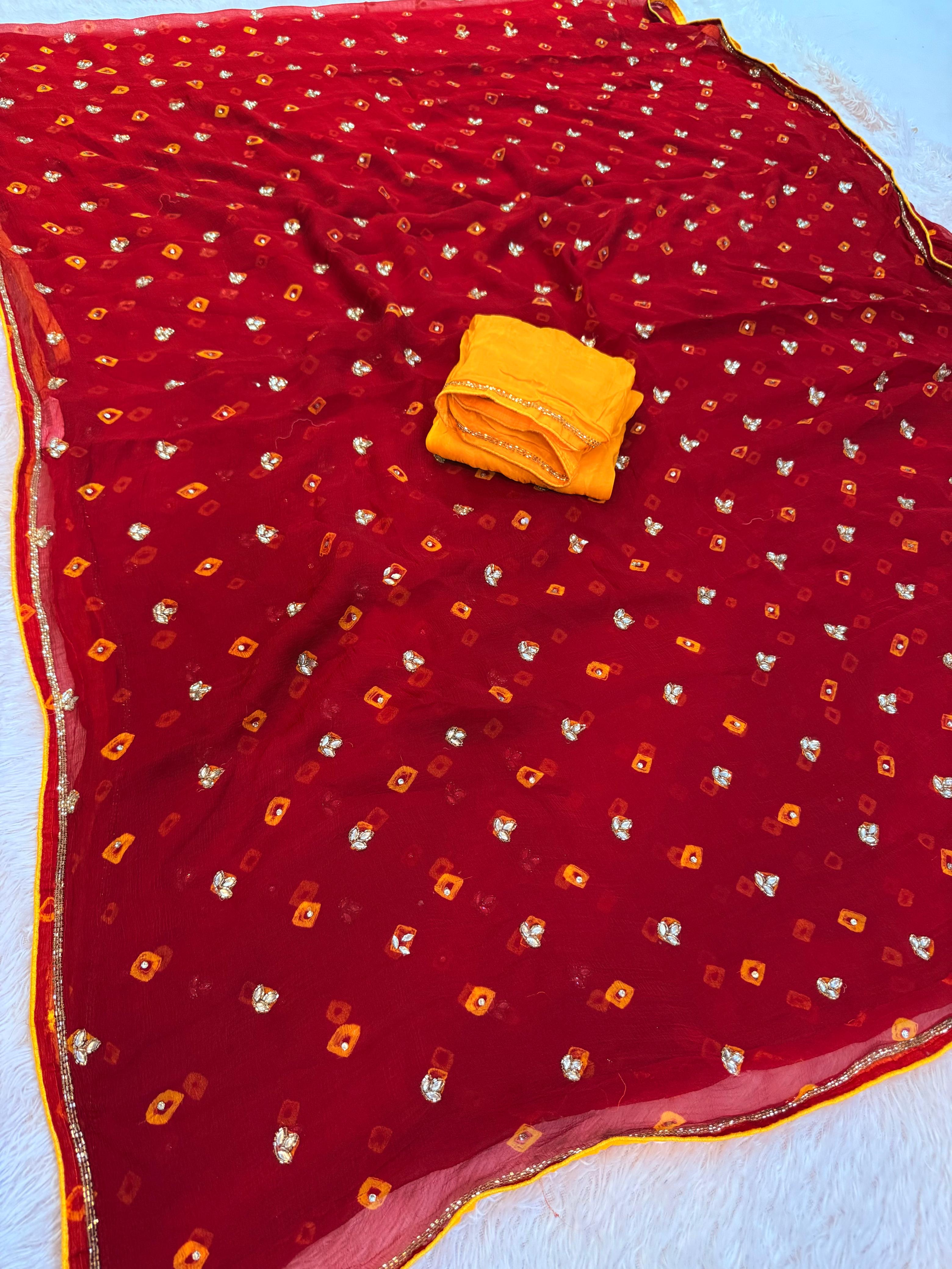 Beautiful Pure Chiffon Saree With Handwork