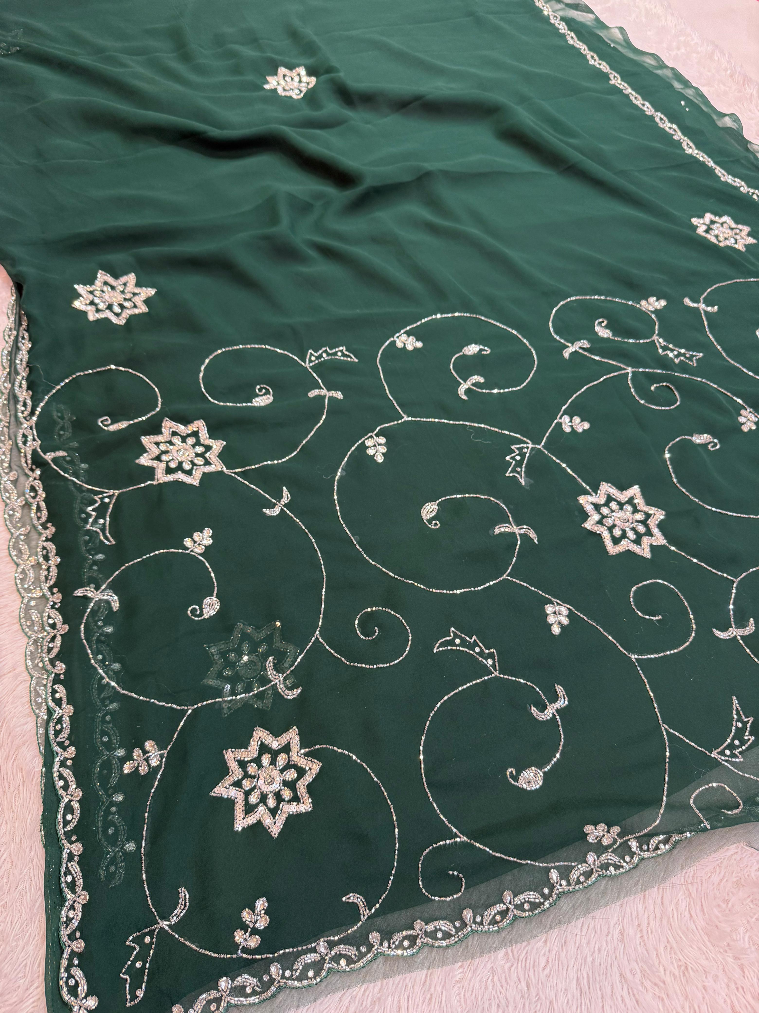 Beautiful Georgette Saree With Handwork