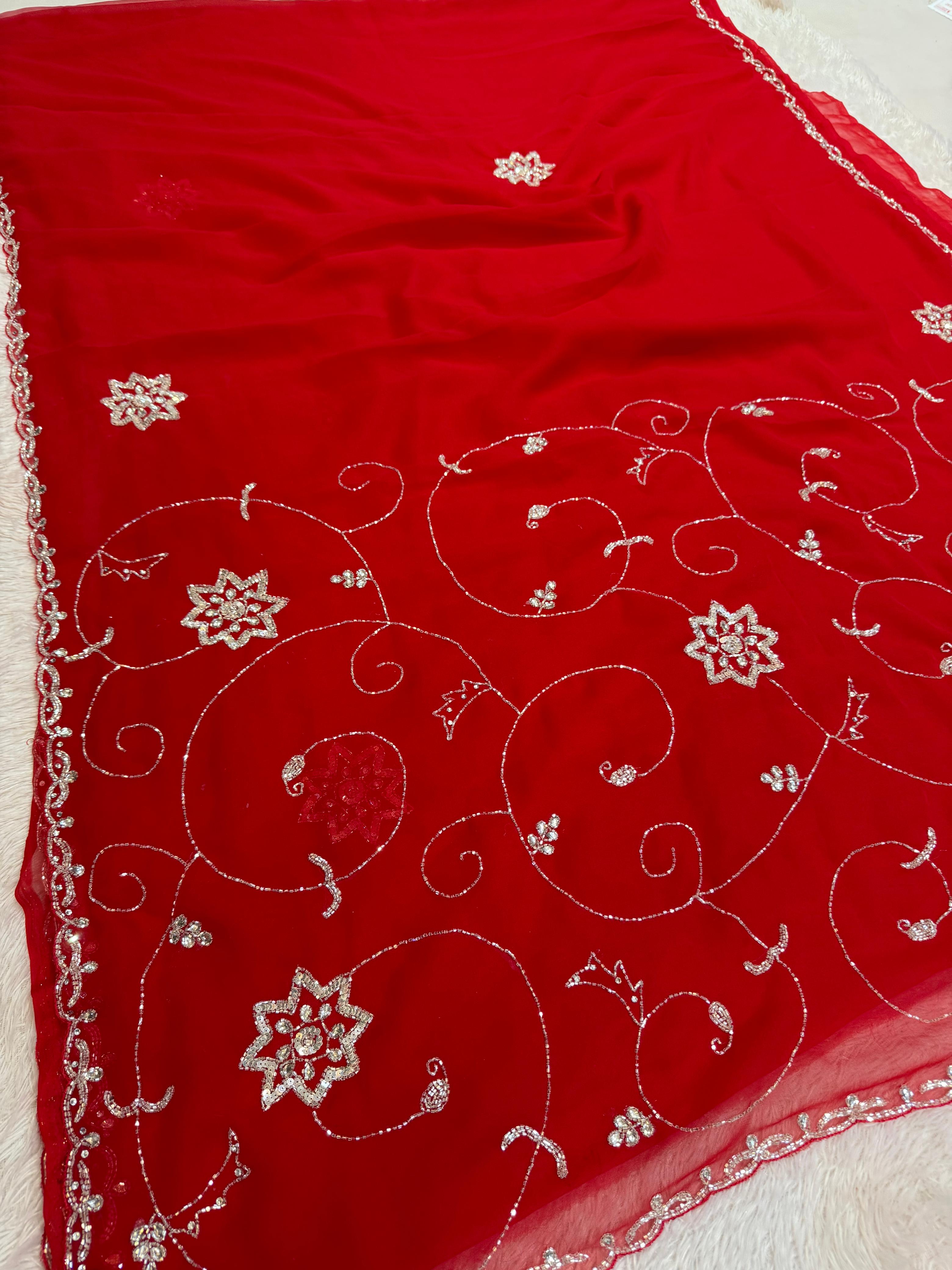 Beautiful Georgette Saree With Handwork