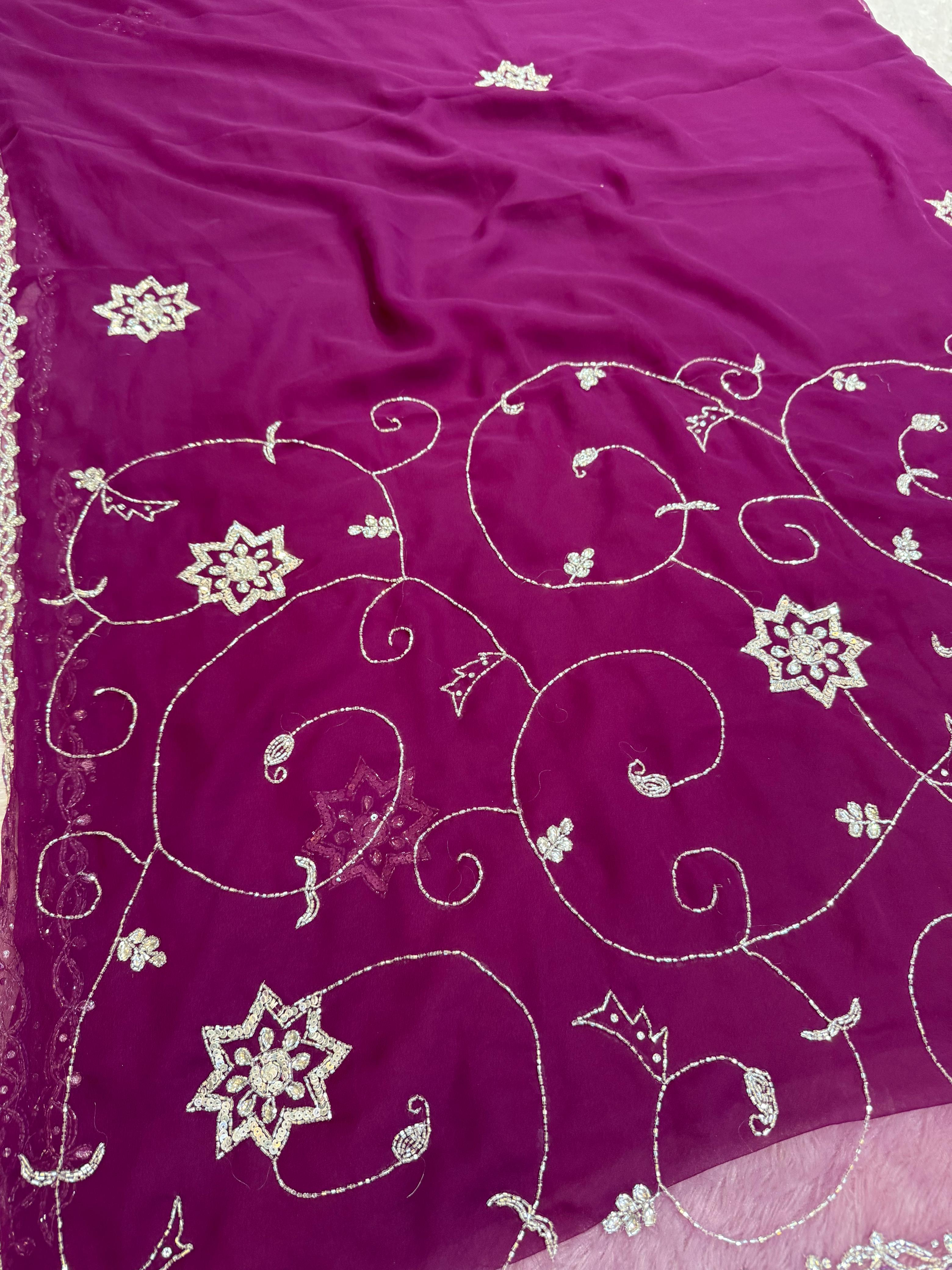 Beautiful Georgette Saree With Handwork