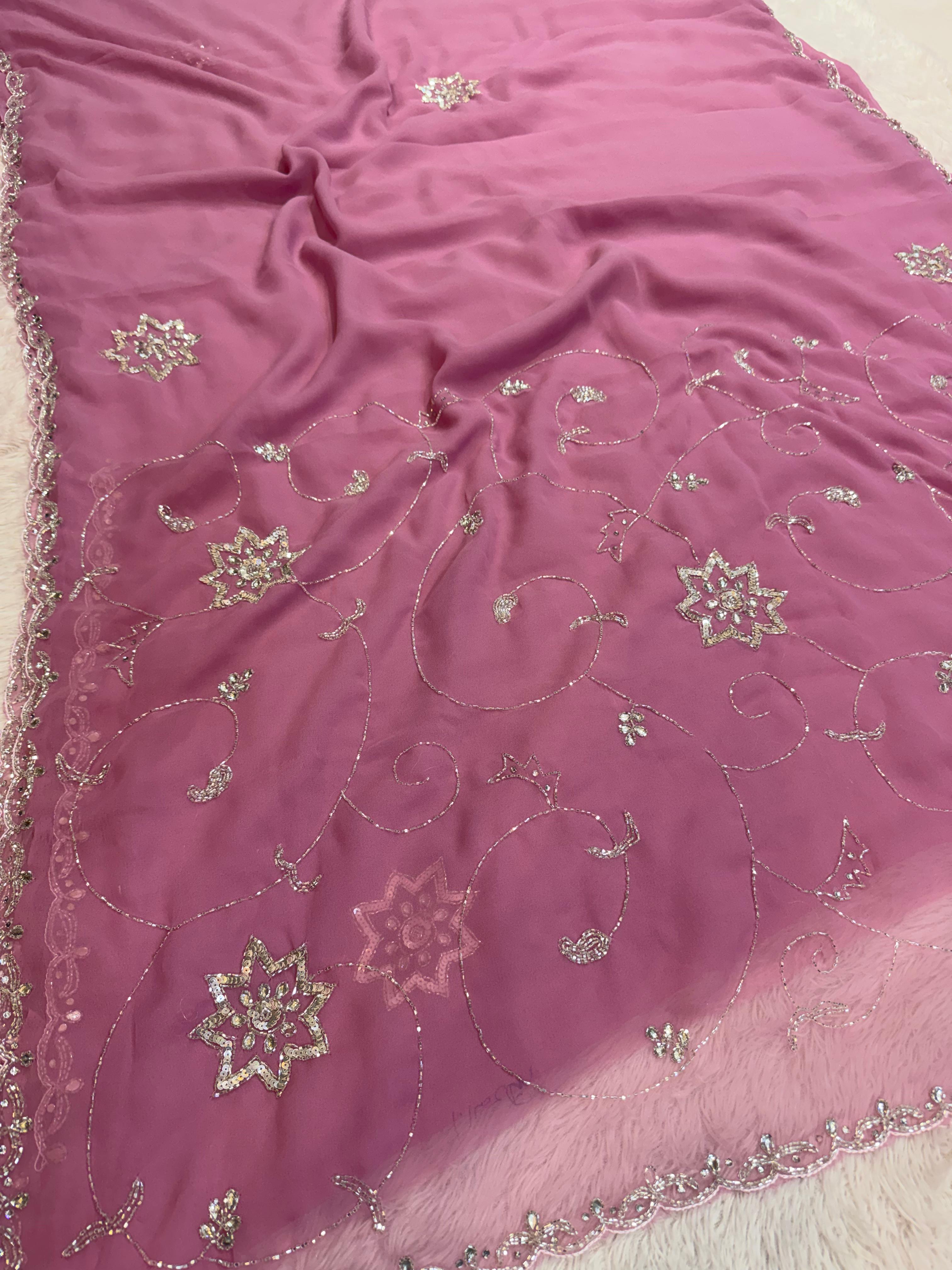 Beautiful Georgette Saree With Handwork