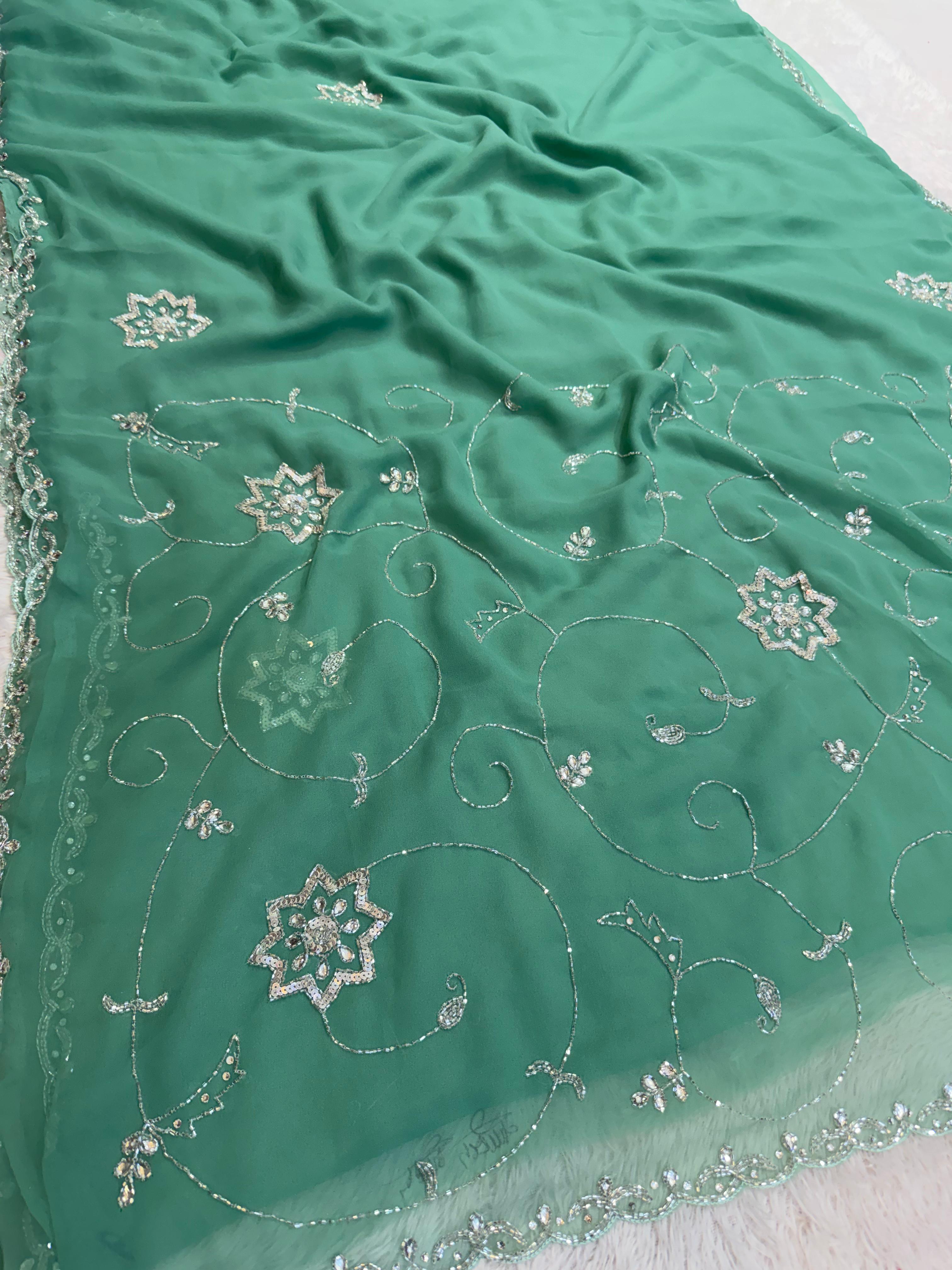 Beautiful Georgette Saree With Handwork