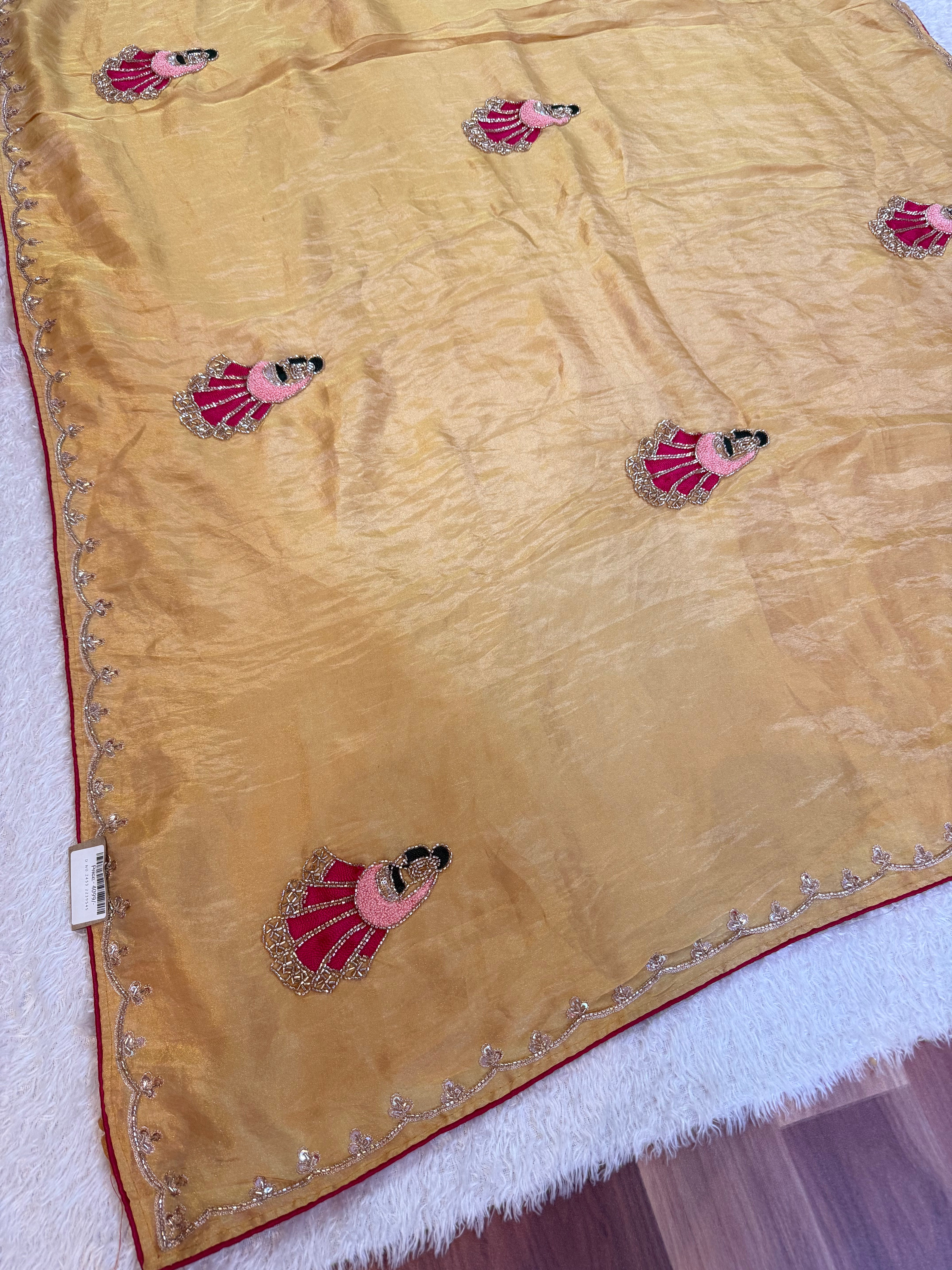 Beautiful Tissue Saree With Designer Handwork