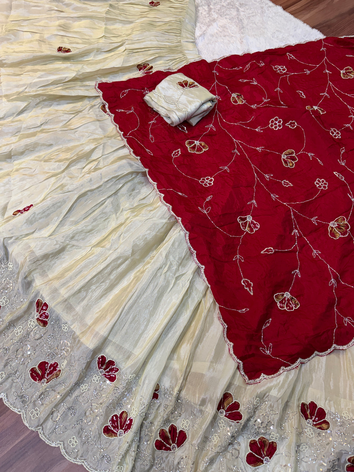 Treanding Tissue Cosmos Lehenga With Handwork