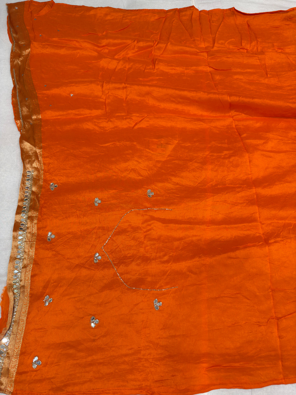 Pure H O Silk Saree Orange Saree with Beautiful Handwork