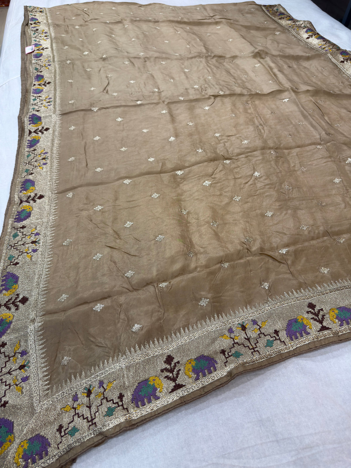 Beautiful H.O Silk Saree with Jari Work (Three Different Borders)