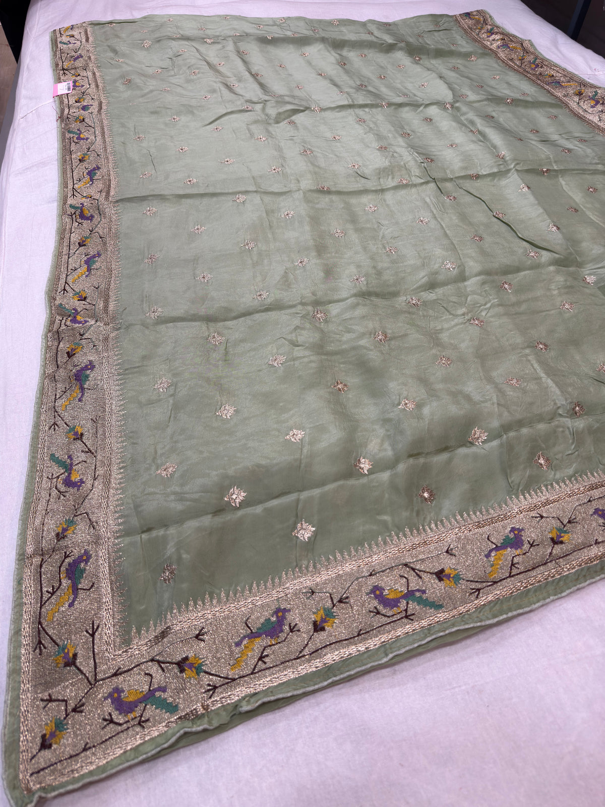 Beautiful H.O Silk Saree with Jari Work (Three Different Borders)
