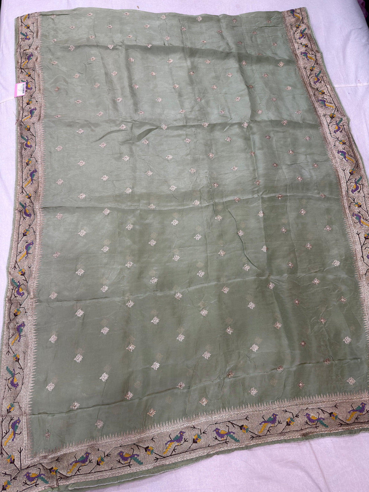 Beautiful H.O Silk Saree with Jari Work (Three Different Borders)