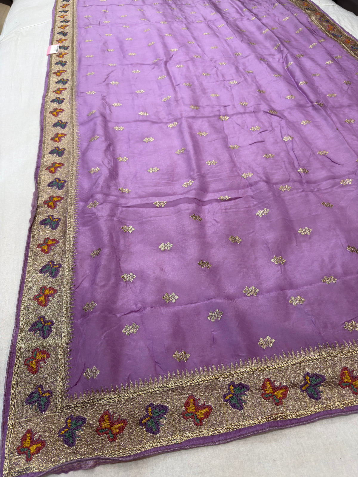 Beautiful H.O Silk Saree with Jari Work (Three Different Borders)