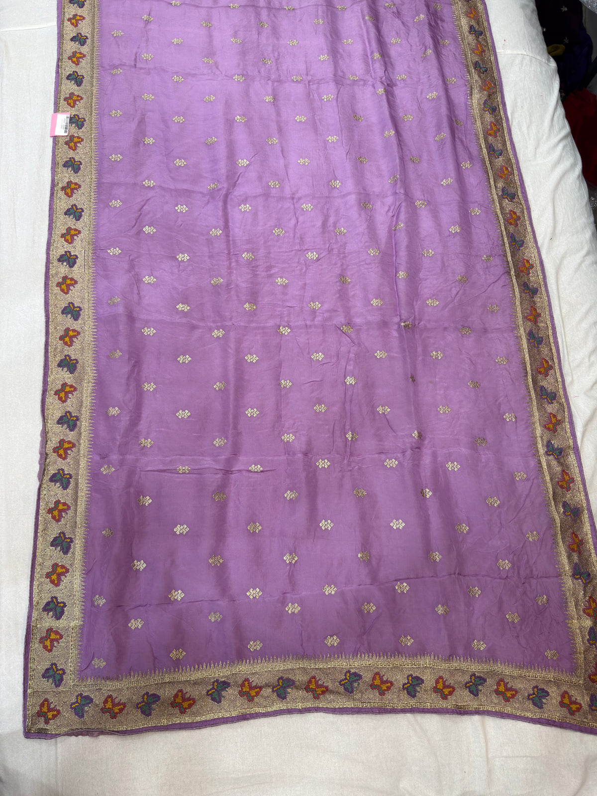 Beautiful H.O Silk Saree with Jari Work (Three Different Borders)