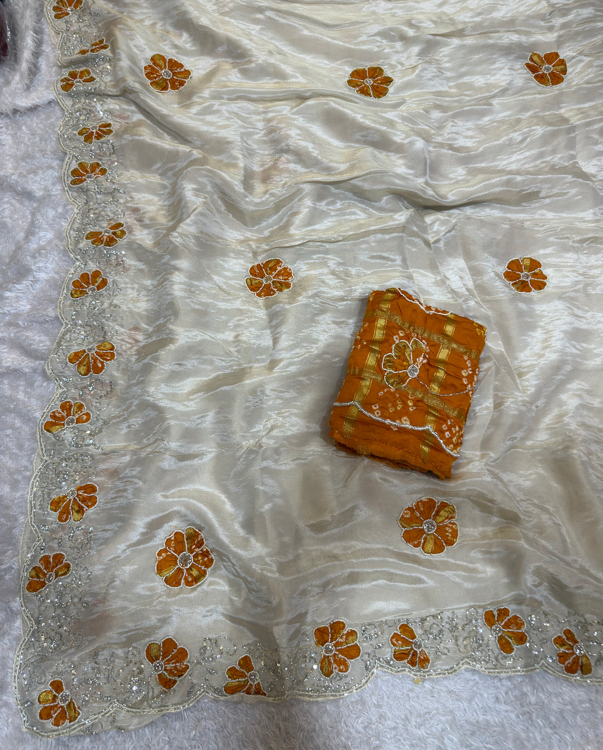 Designer Tissue Saree With Handwork