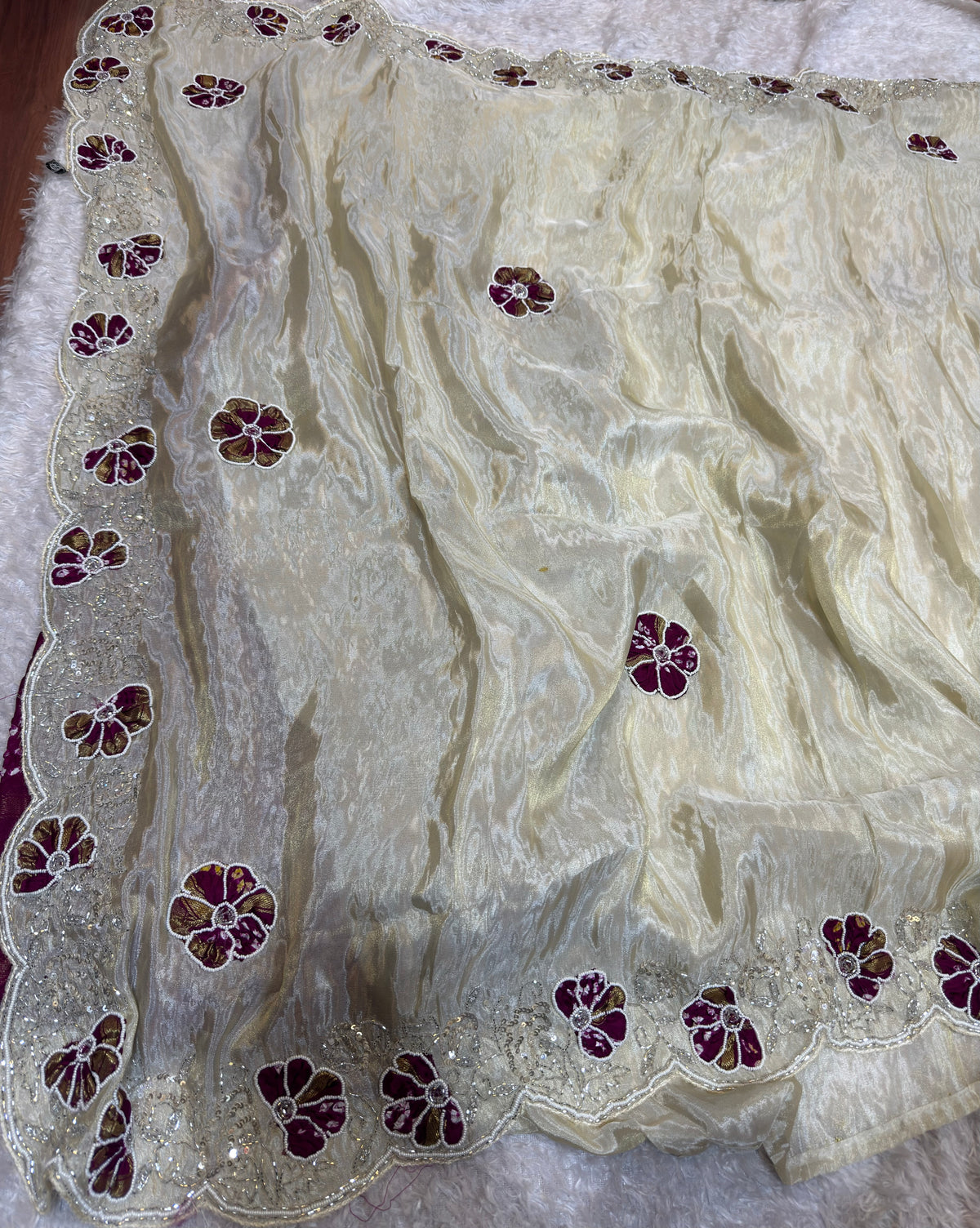 Designer Tissue Saree With Handwork