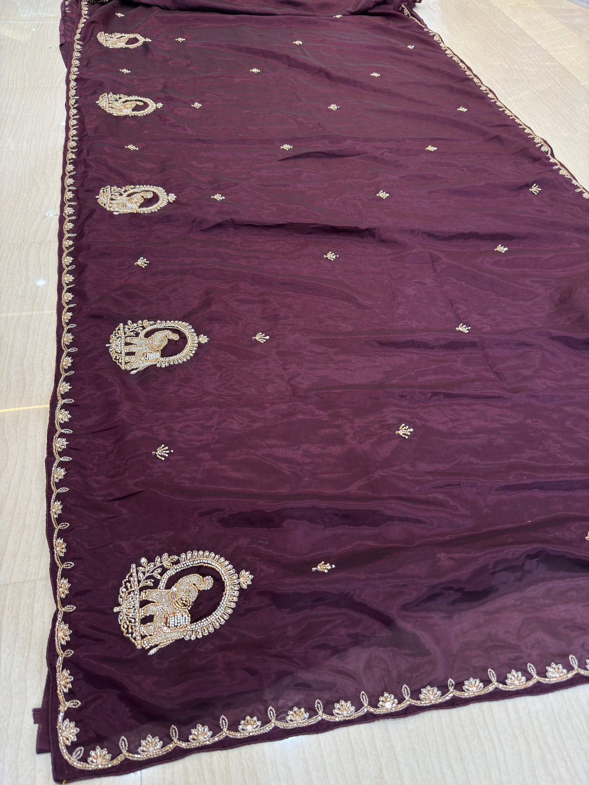 Fancy H.O Silk Saree with Handwork