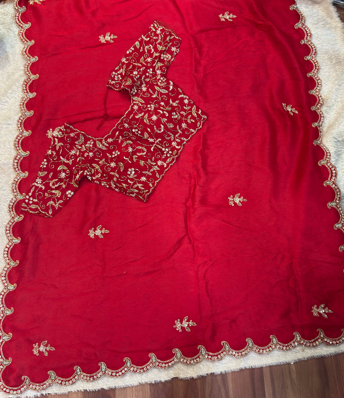 Beautiful H.O Silk Saree with Ready-Made Blouse