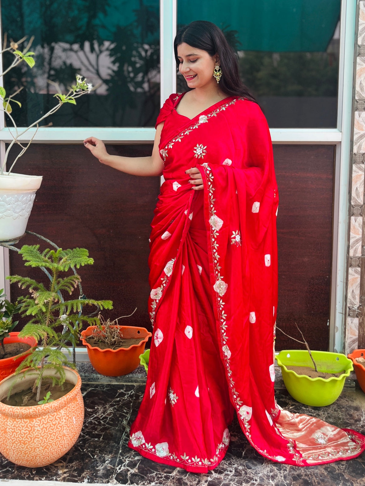 Beautiful Modal Silk Saree With Handwork