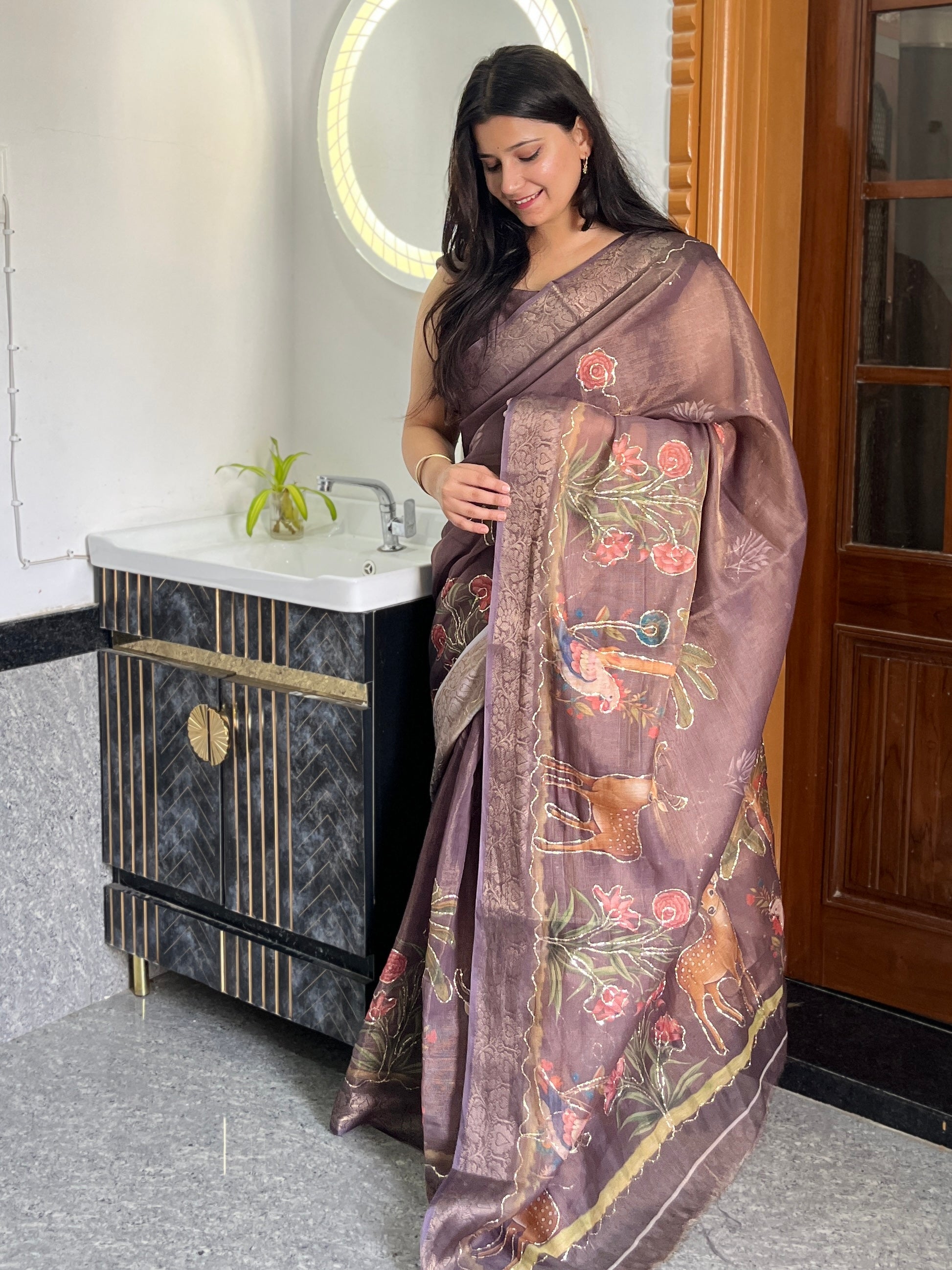 Beautiful  Fancy Tissue Saree