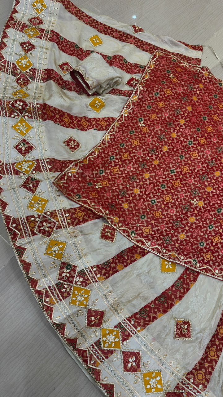 Beautiful Tissue Cosmos Lehenga With Gottapati Work