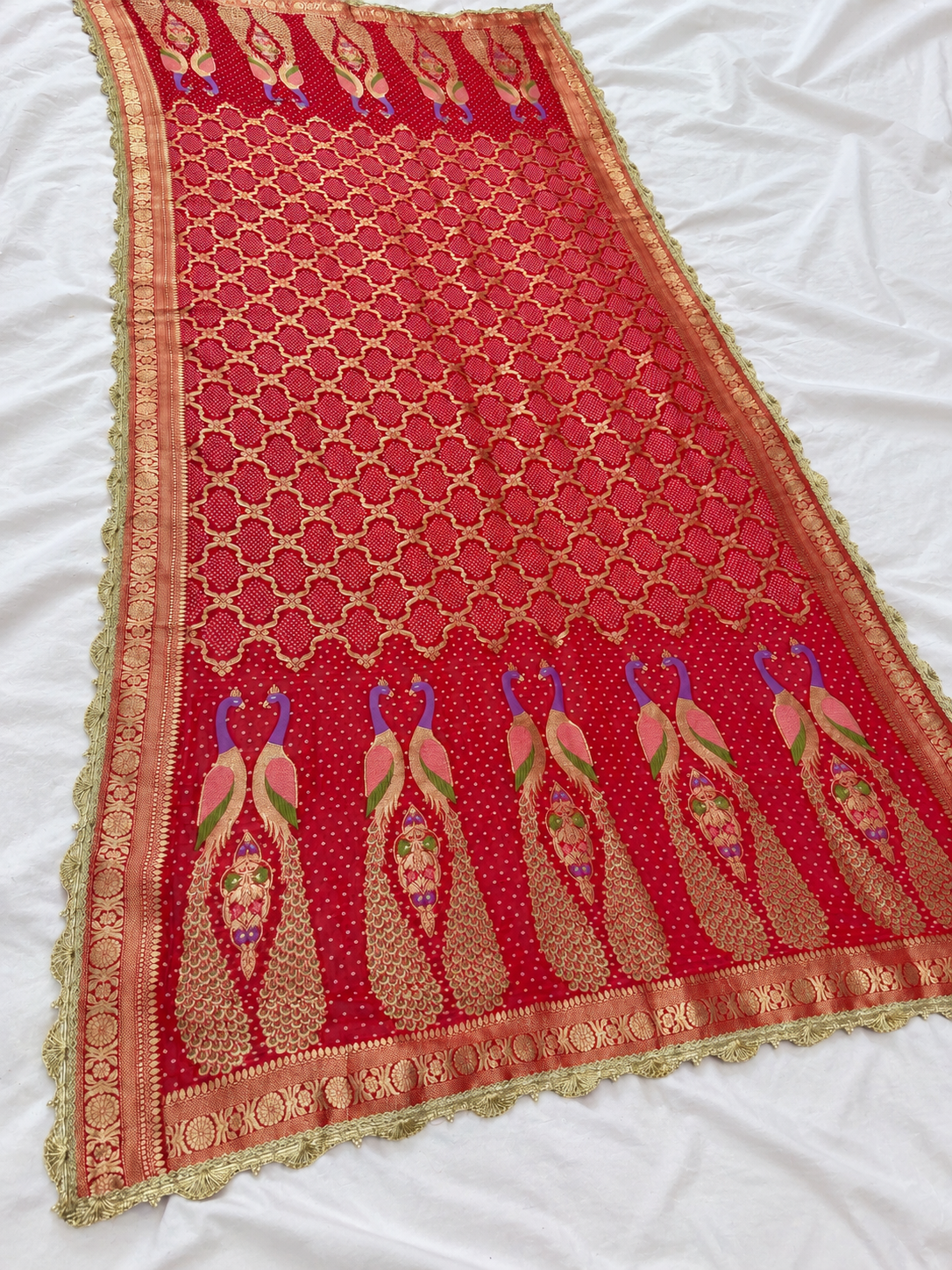 Beautiful Pure Georgatte Dupatta With Handwork