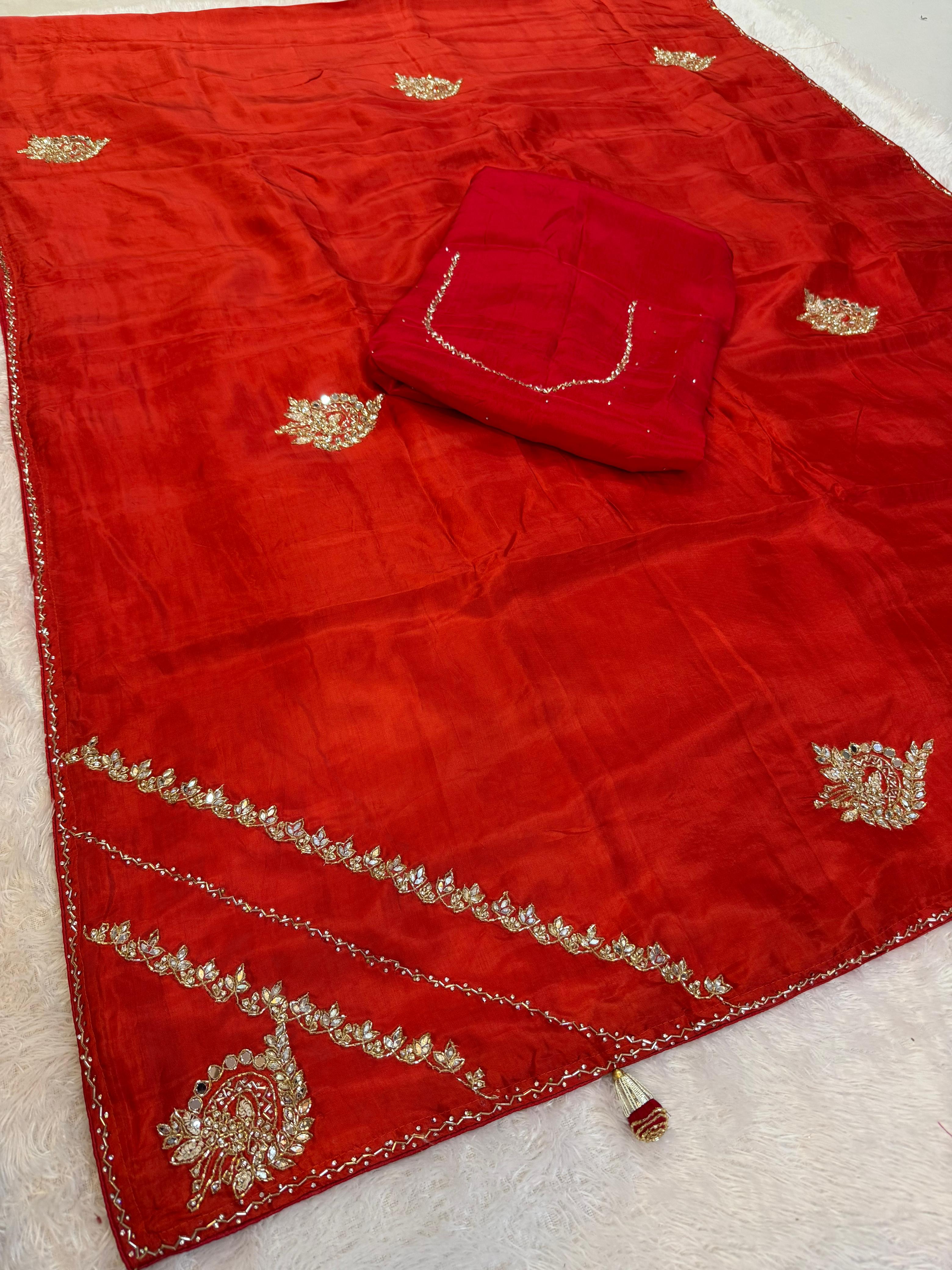 Designer Uppada Silk Febric Saree With Handwork