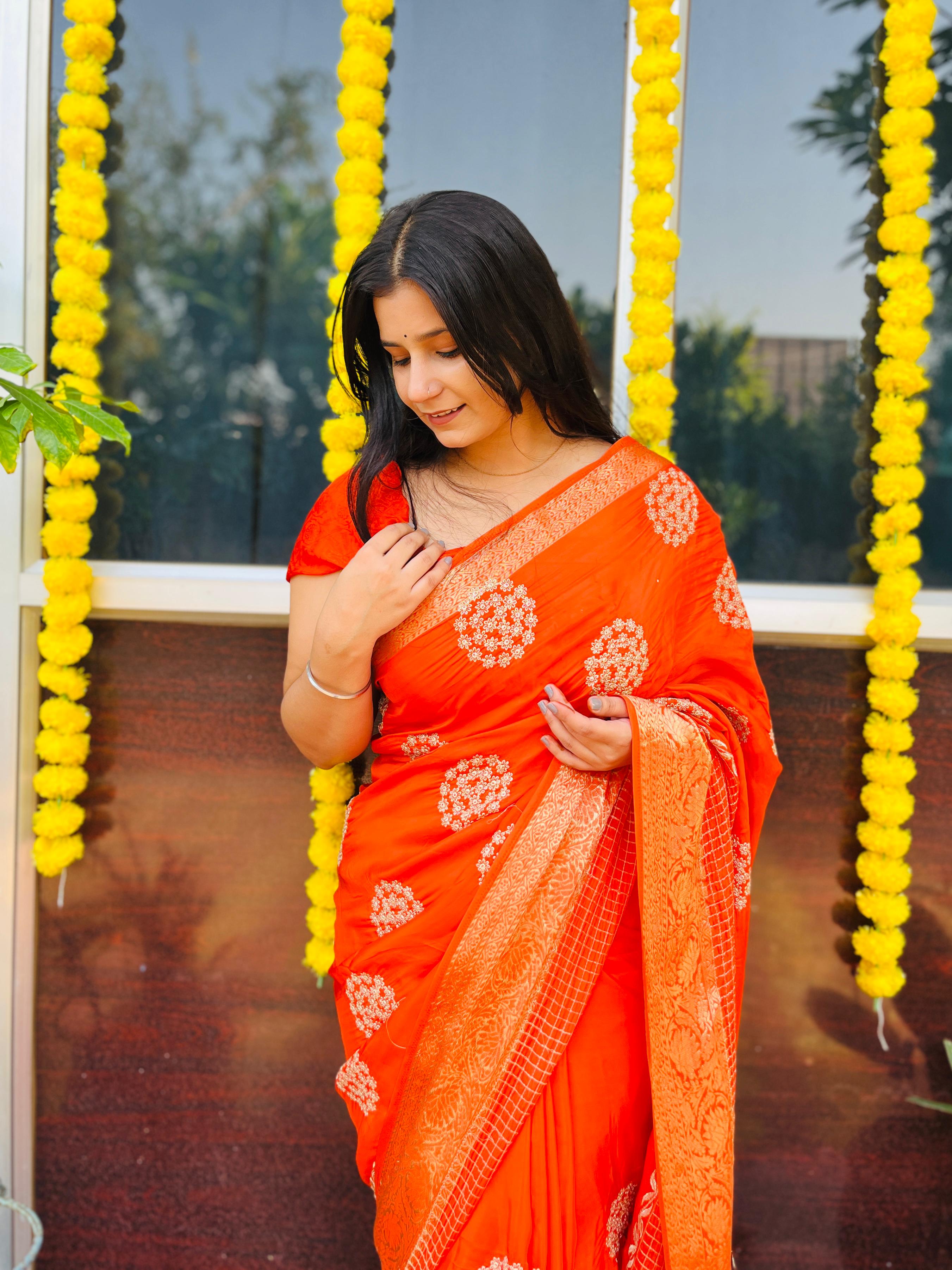 Pure H O Silk Saree With Jaari Work