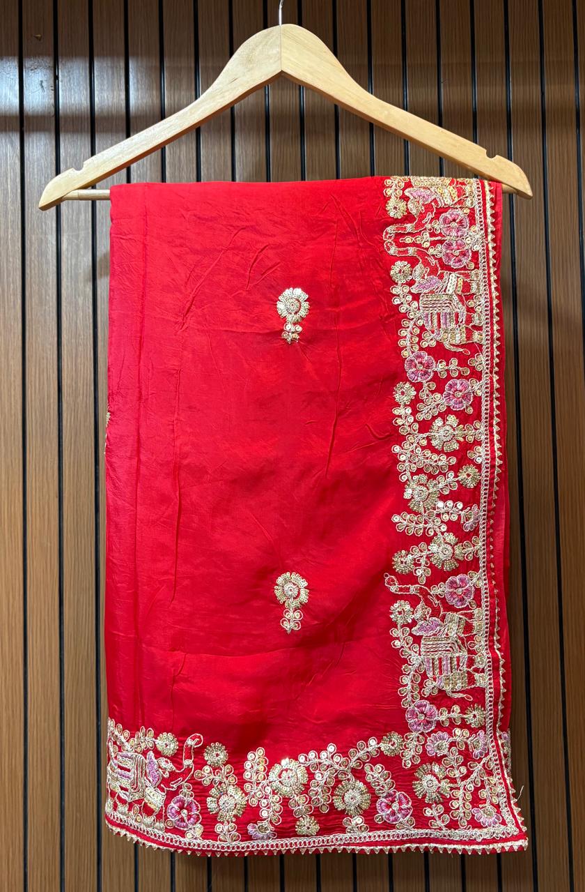 Designer Uppada Silk Fabric Saree With Handwork