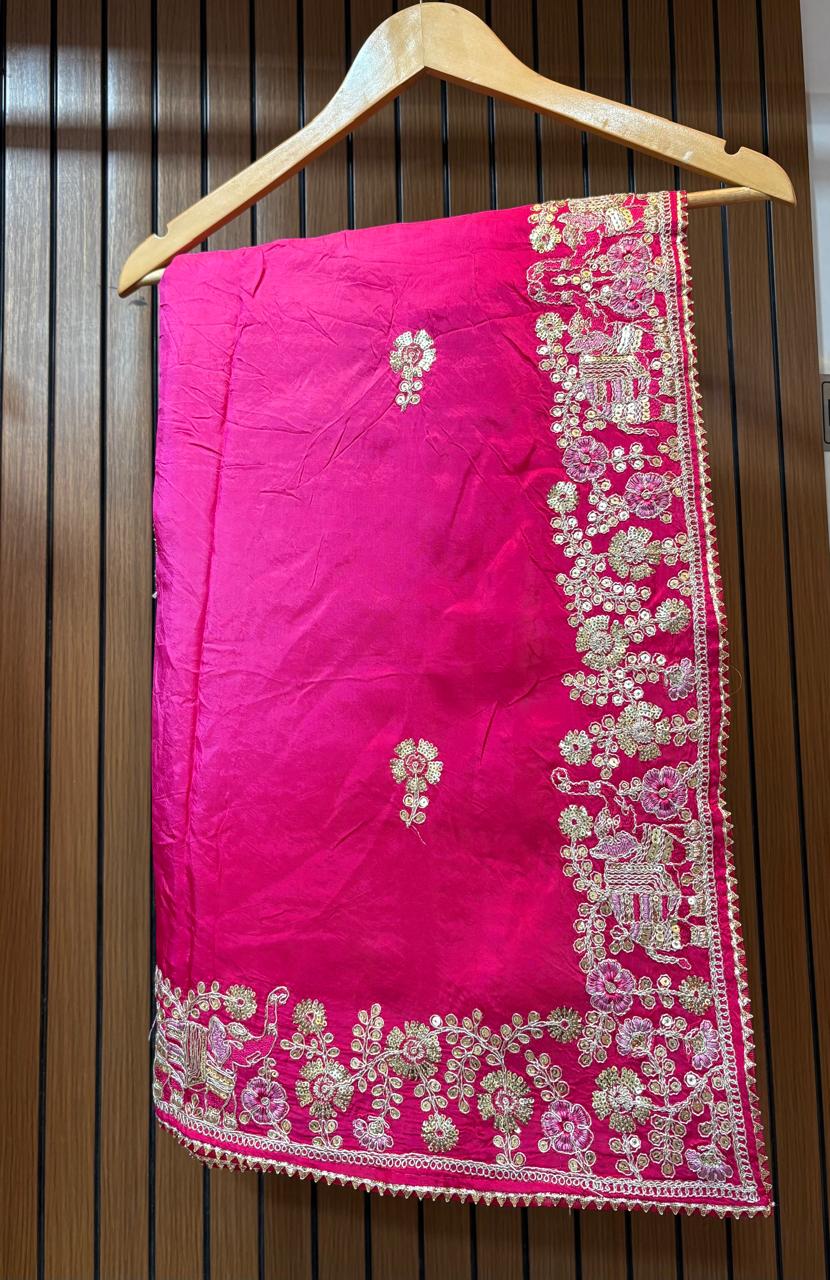Designer Uppada Silk Fabric Saree With Handwork