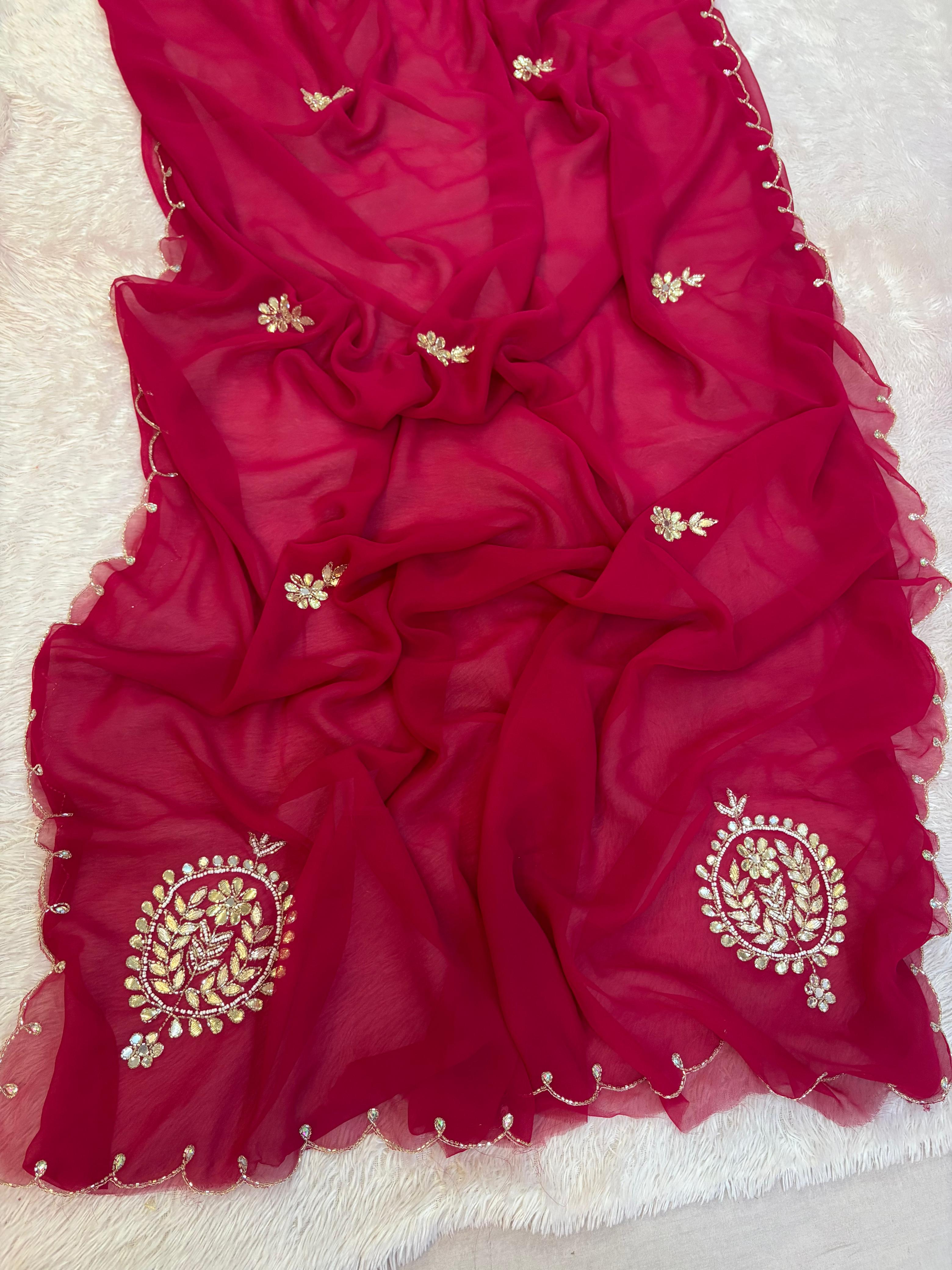 Designer Georgette Saree with Golden Work