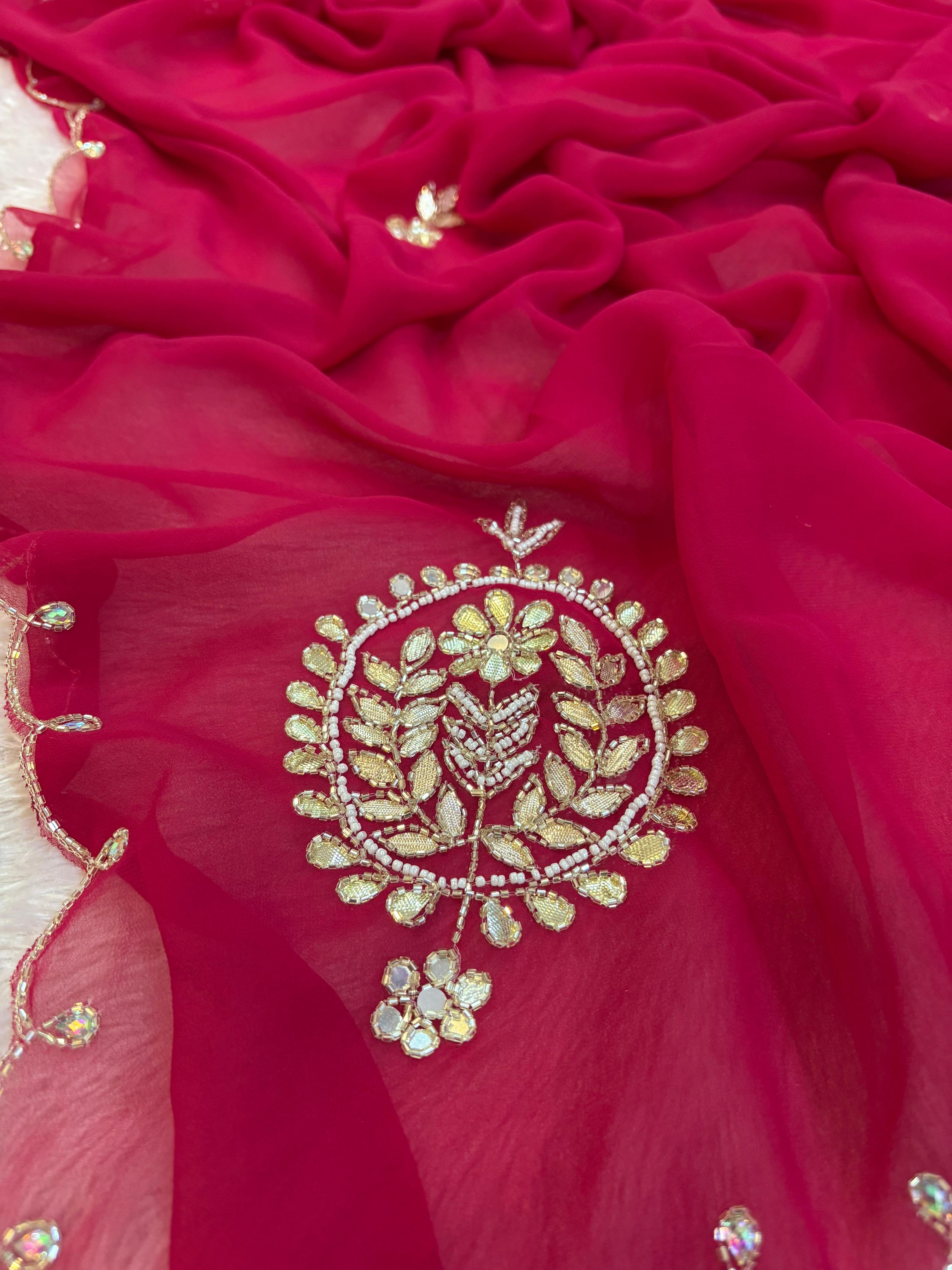 Designer Georgette Saree with Golden Work