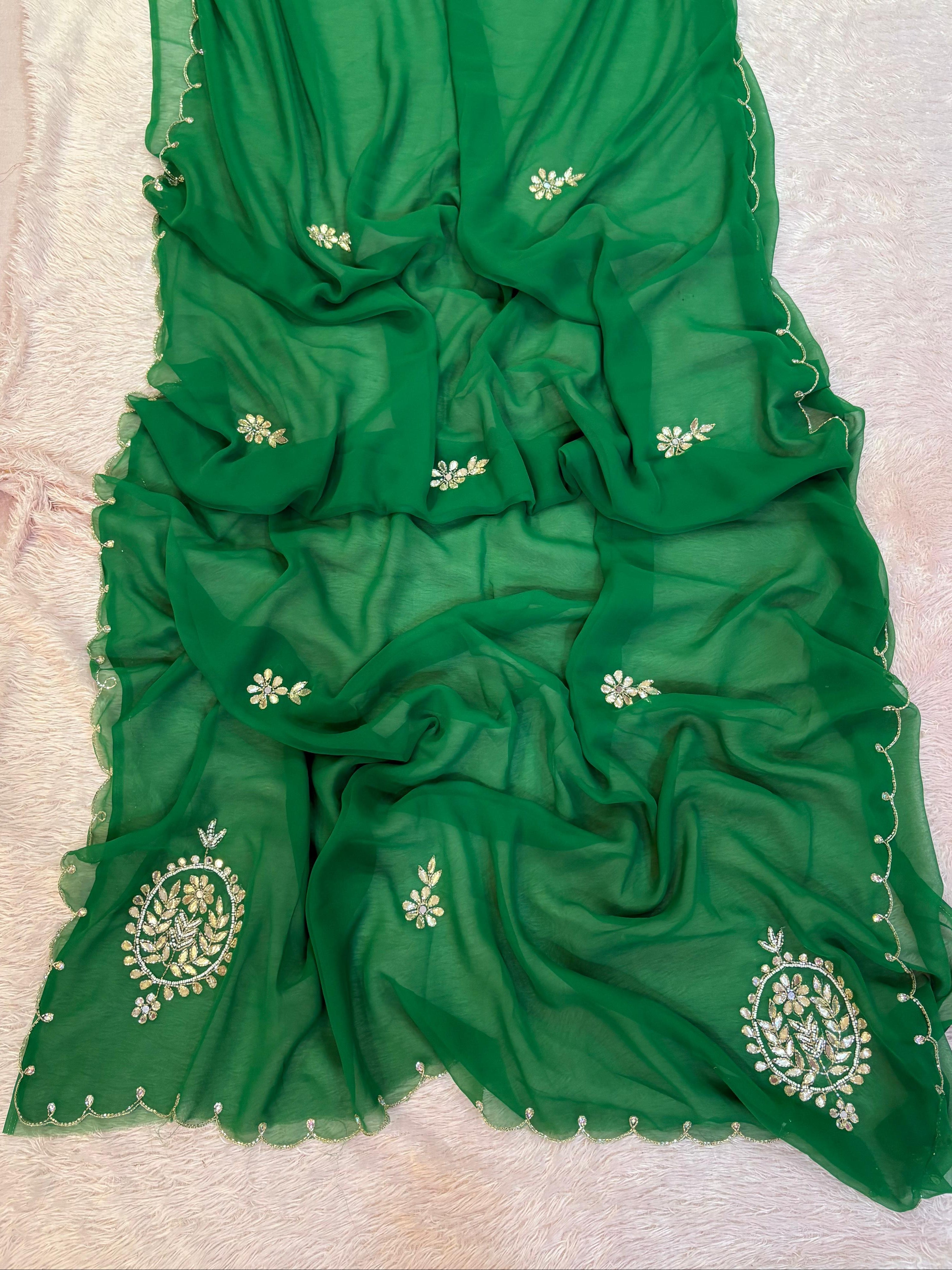 Designer Georgette Saree with Golden Work